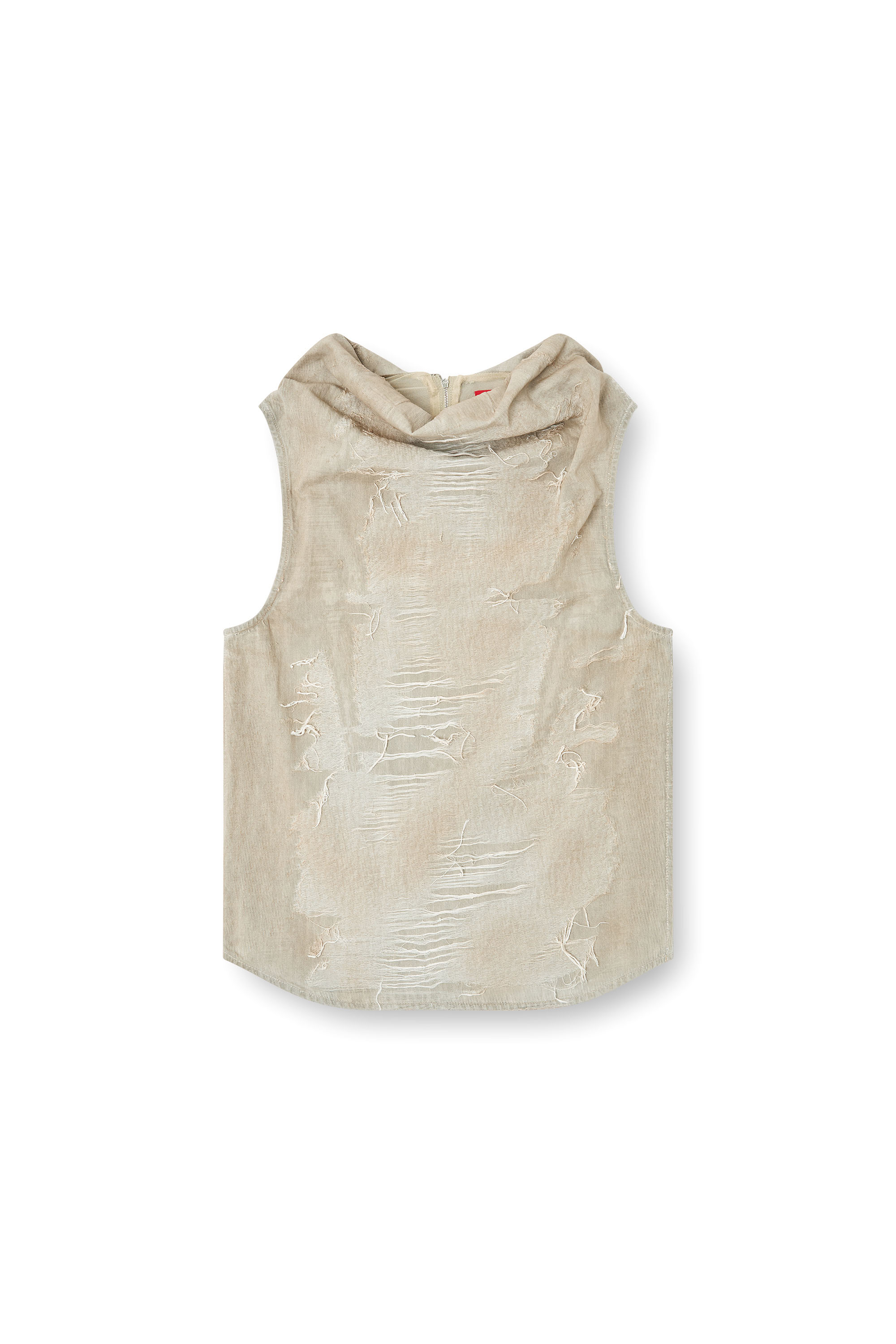 Diesel - D-TASTON-FSG, Man's Muscle Tee in micro-distressed jacquard denim in Light Grey - 2