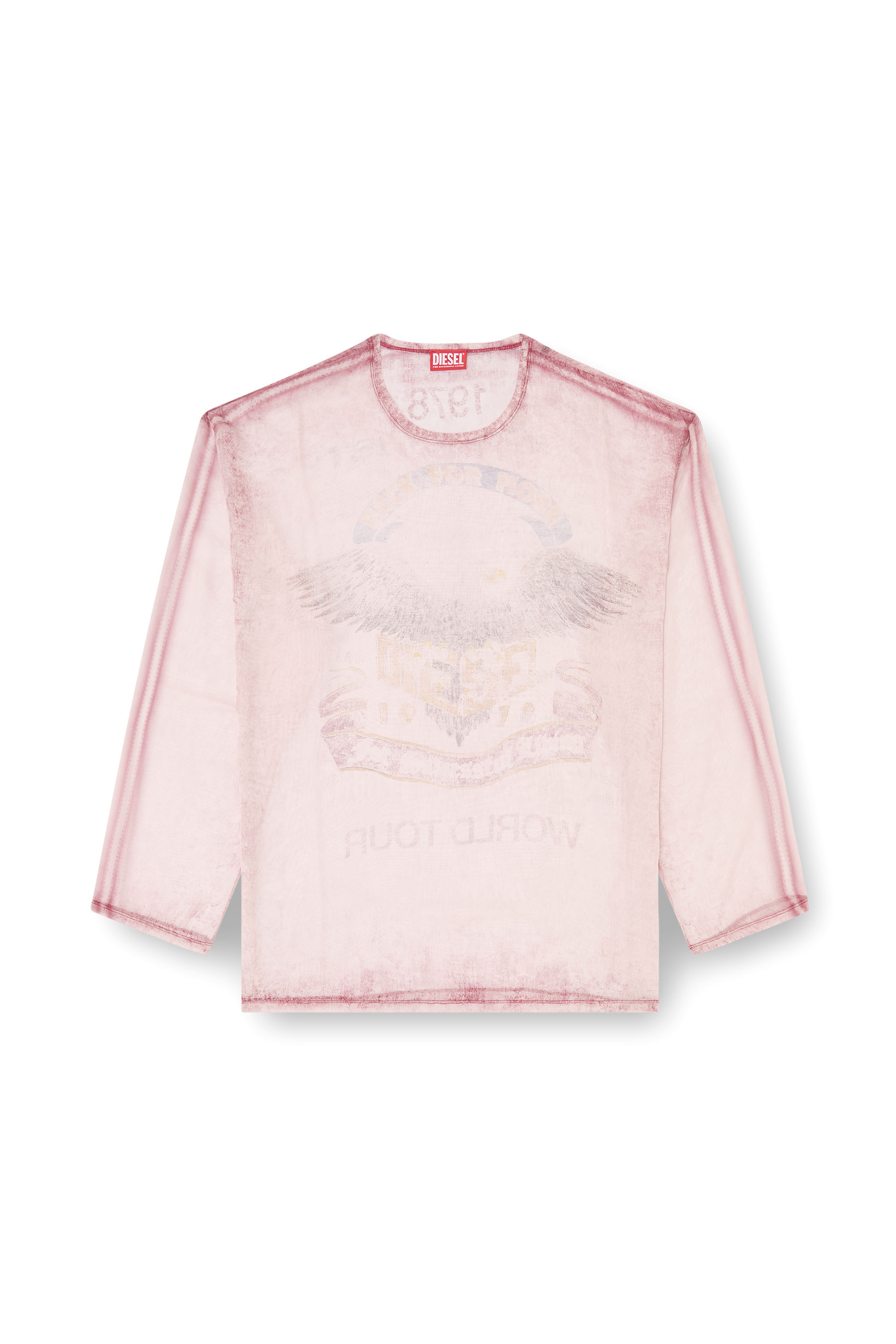 Diesel - T-DOUBLEX-LS, Top en chiffon transparent avec motif concert Homme in Rouge - 4