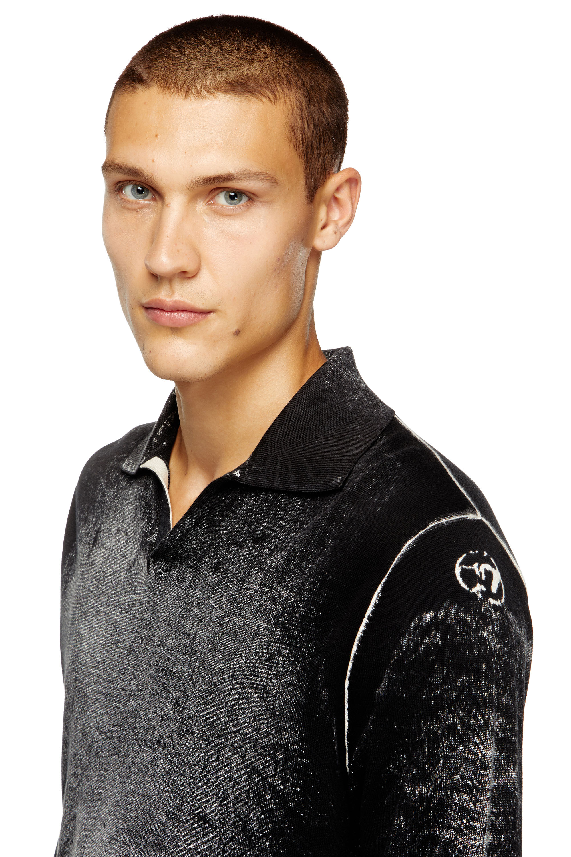 Diesel - K-LORENZO, Male's Reverse-print polo jumper in Black - 4
