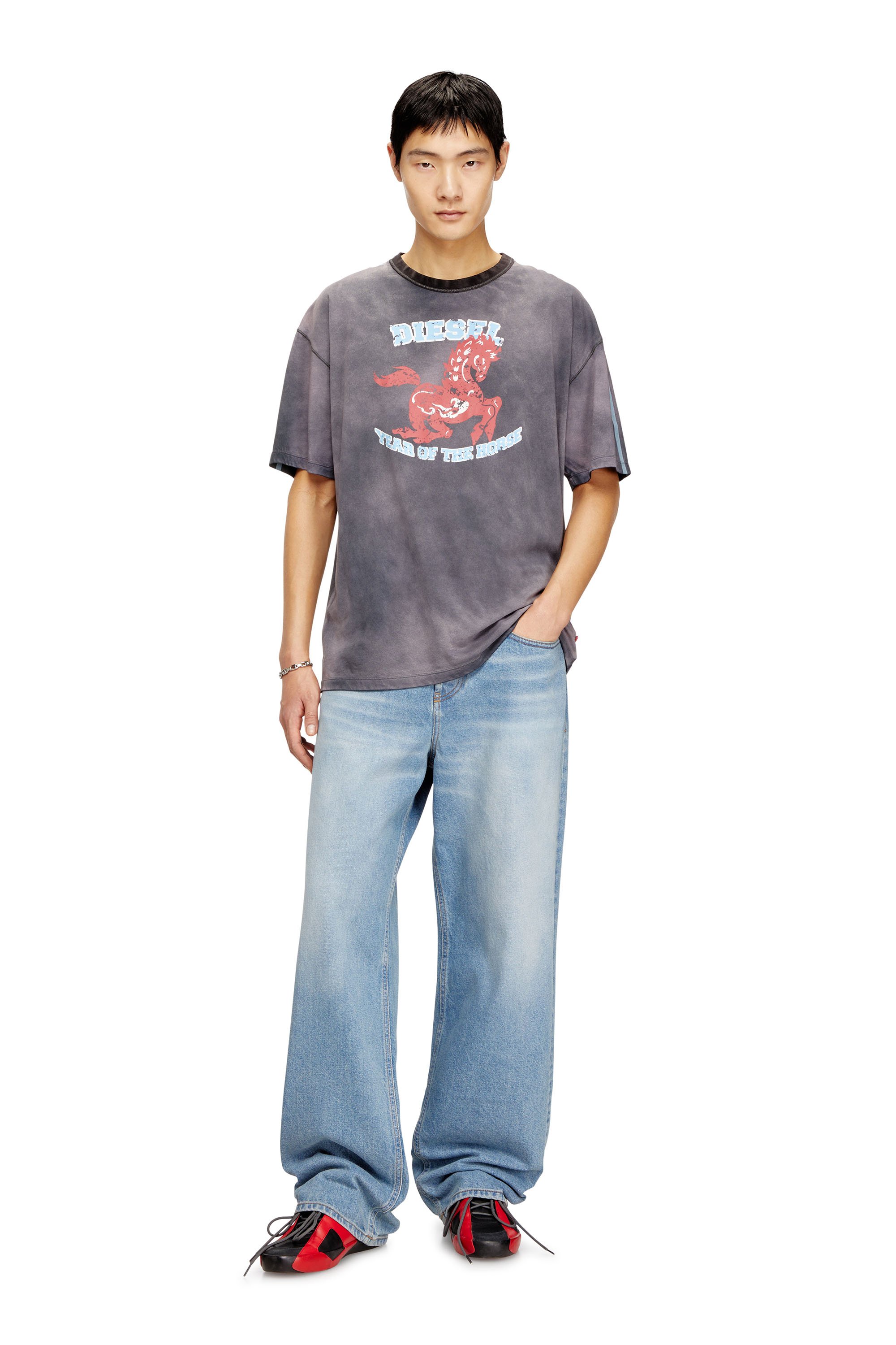 Diesel - CL-T-BOXT-HORSE, Male's Cotton T-shirt with horse graphic print in Grey - 1