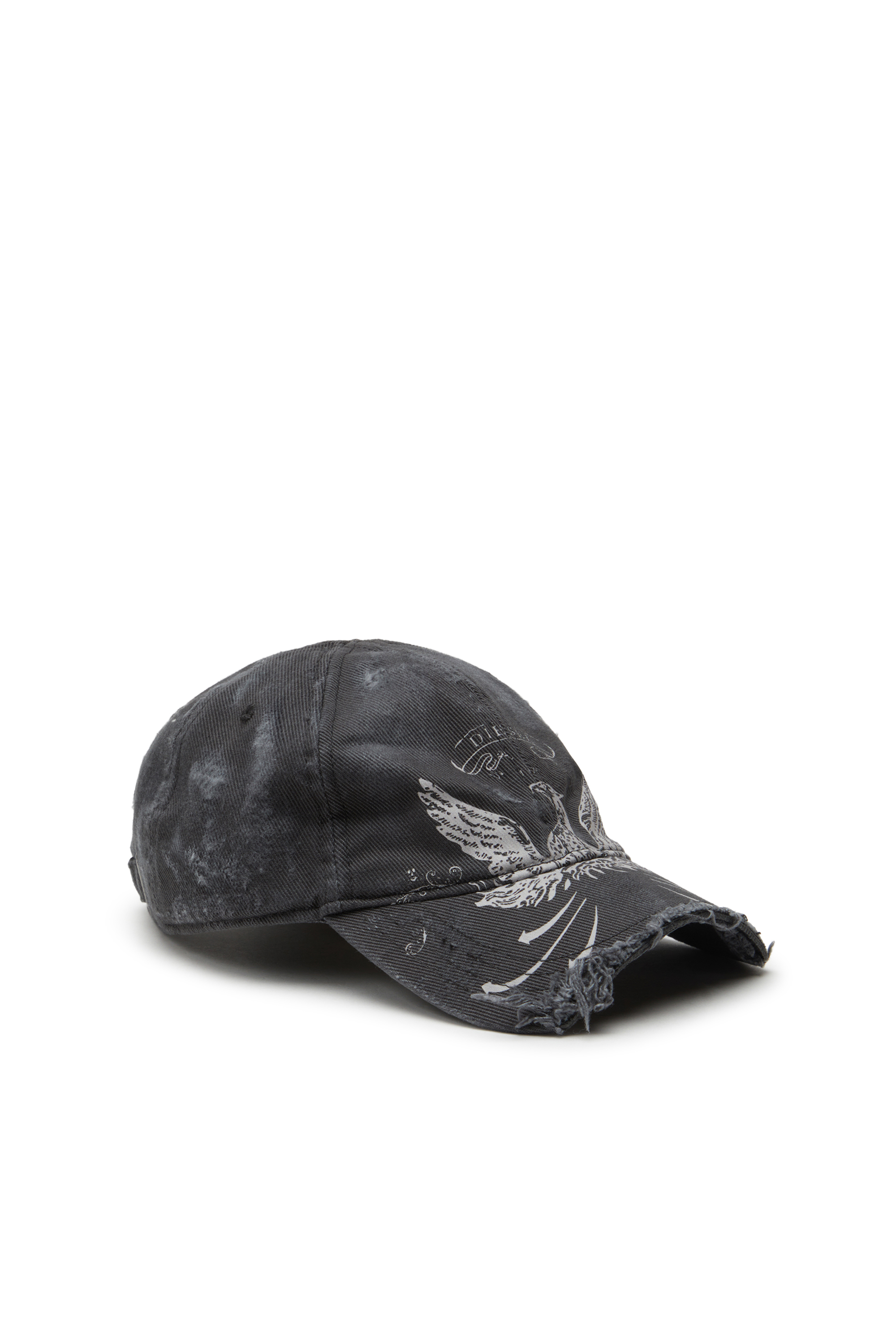Diesel - C-FENIX, Gorra de béisbol desgastada con estampado de Phoenix Hombre in Negro - 1