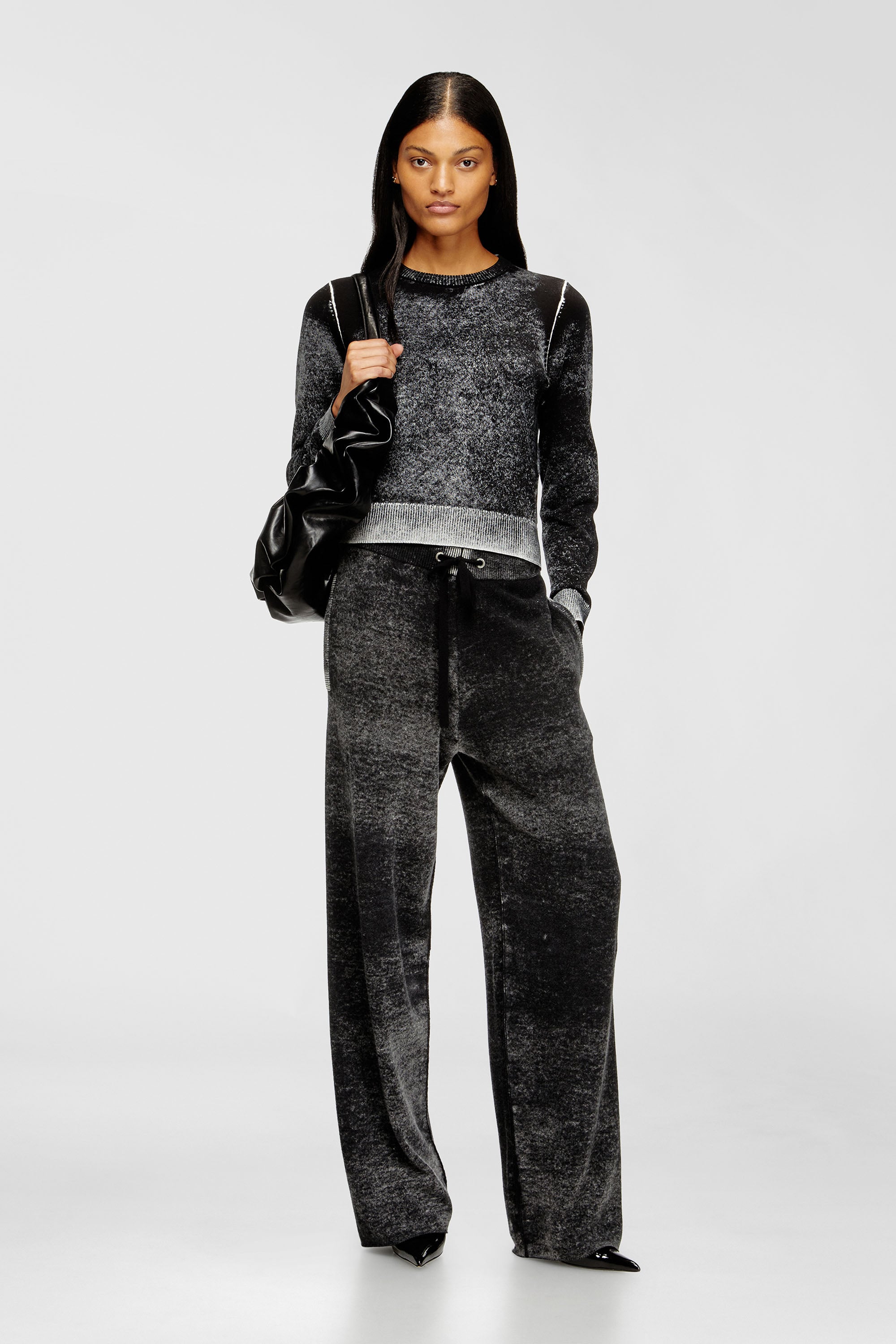 Diesel - M-LOVRE, Female's Jumper with faded reverse print in Grey/Black - 2