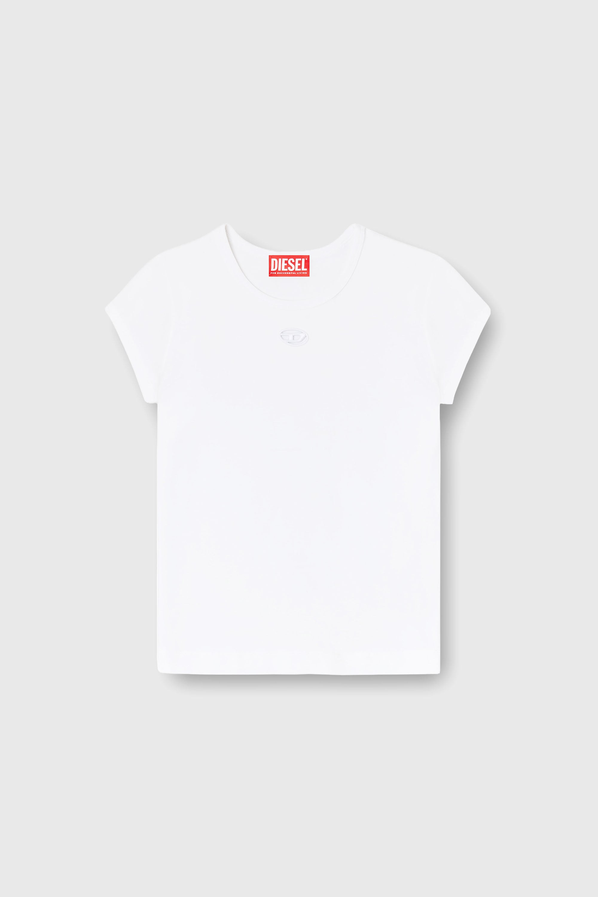 Diesel - T-ANGIE-OD, Woman's T-shirt with cut-out embroidered logo in White - 2