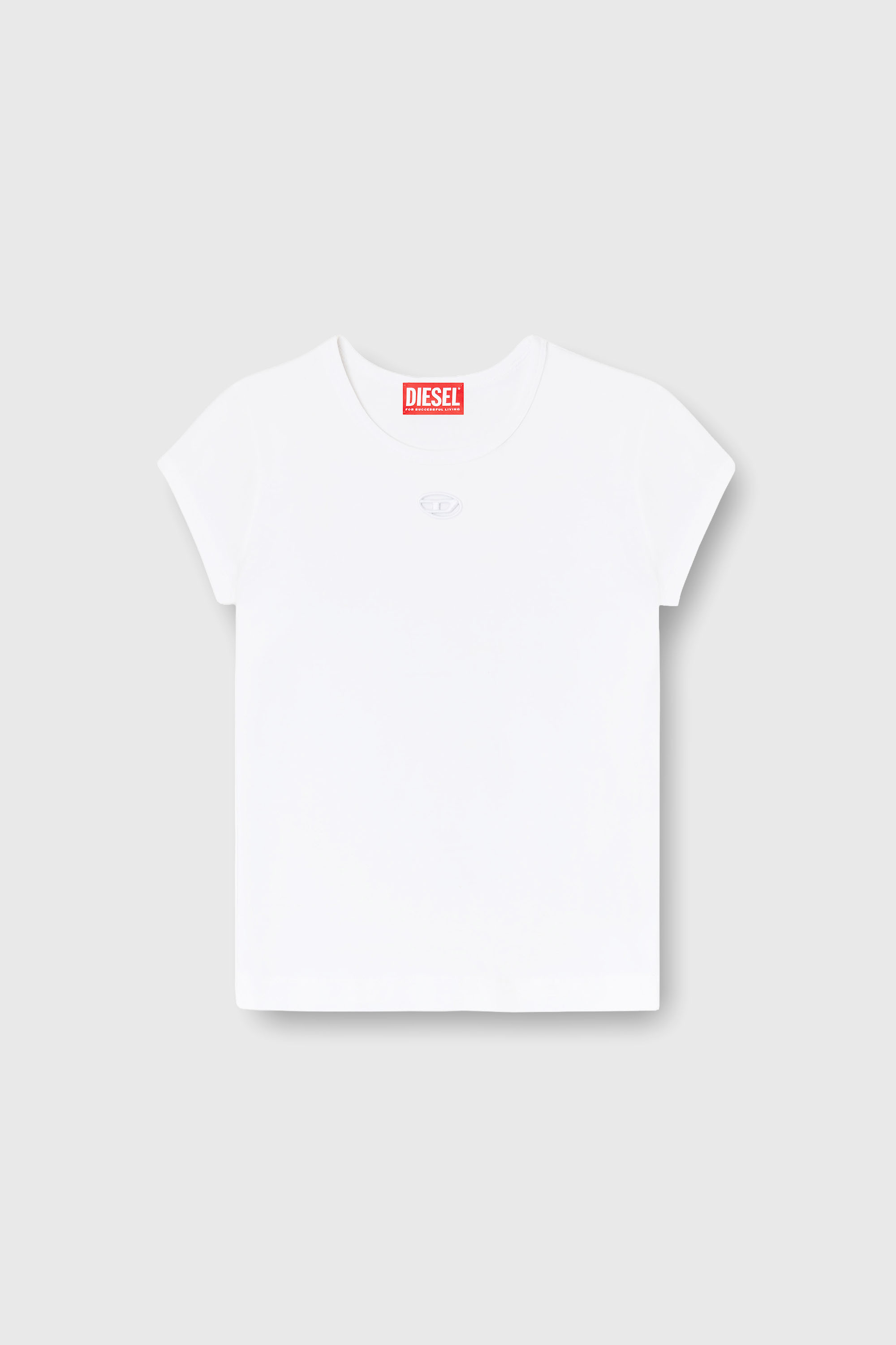 Diesel - T-ANGIE-OD, Camiseta con logotipo bordado con abertura Mujer in Blanco - 2