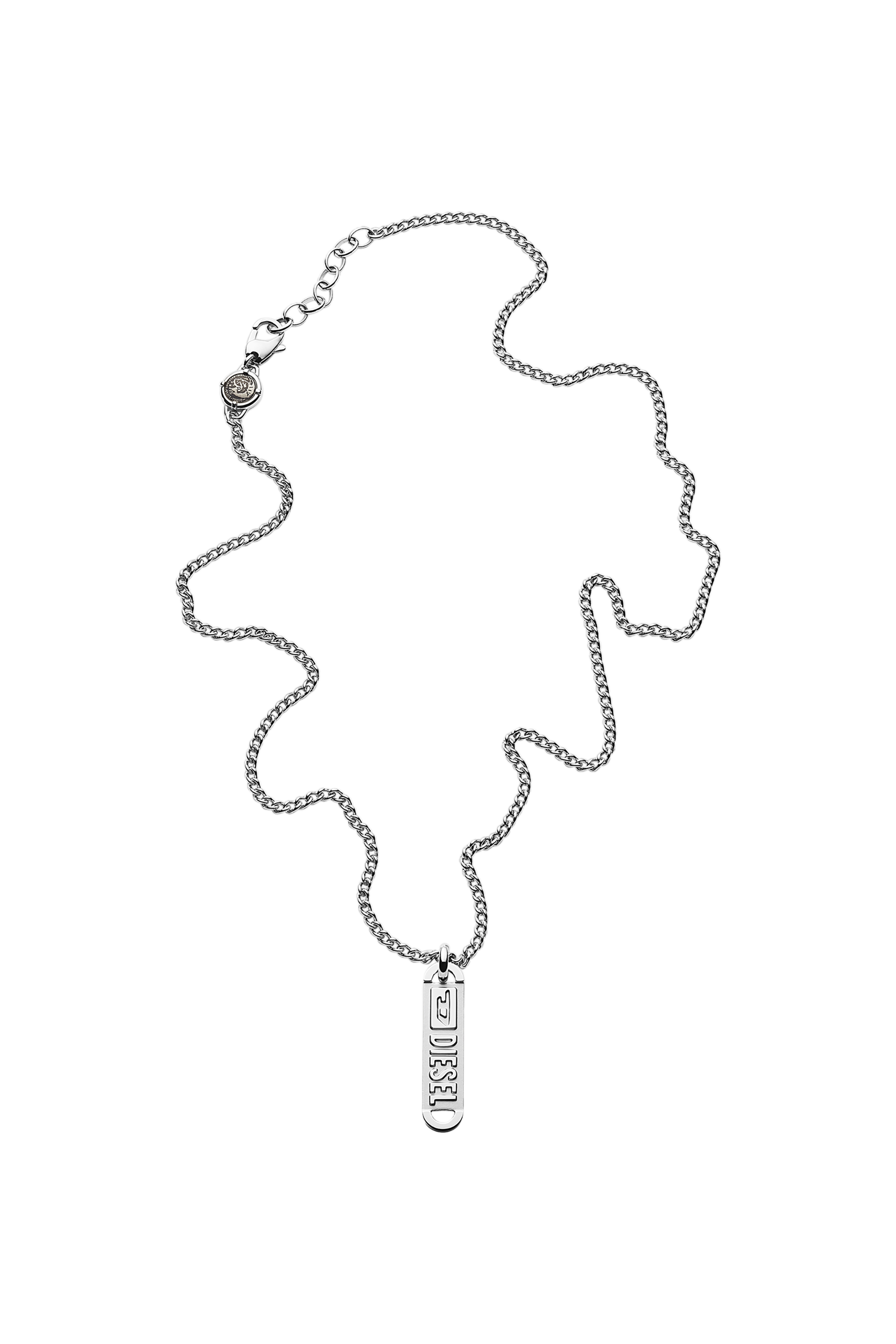 Diesel - DX1228, Man's Logo-Engraved Stainless Steel Pendant Necklace in Silver - 2