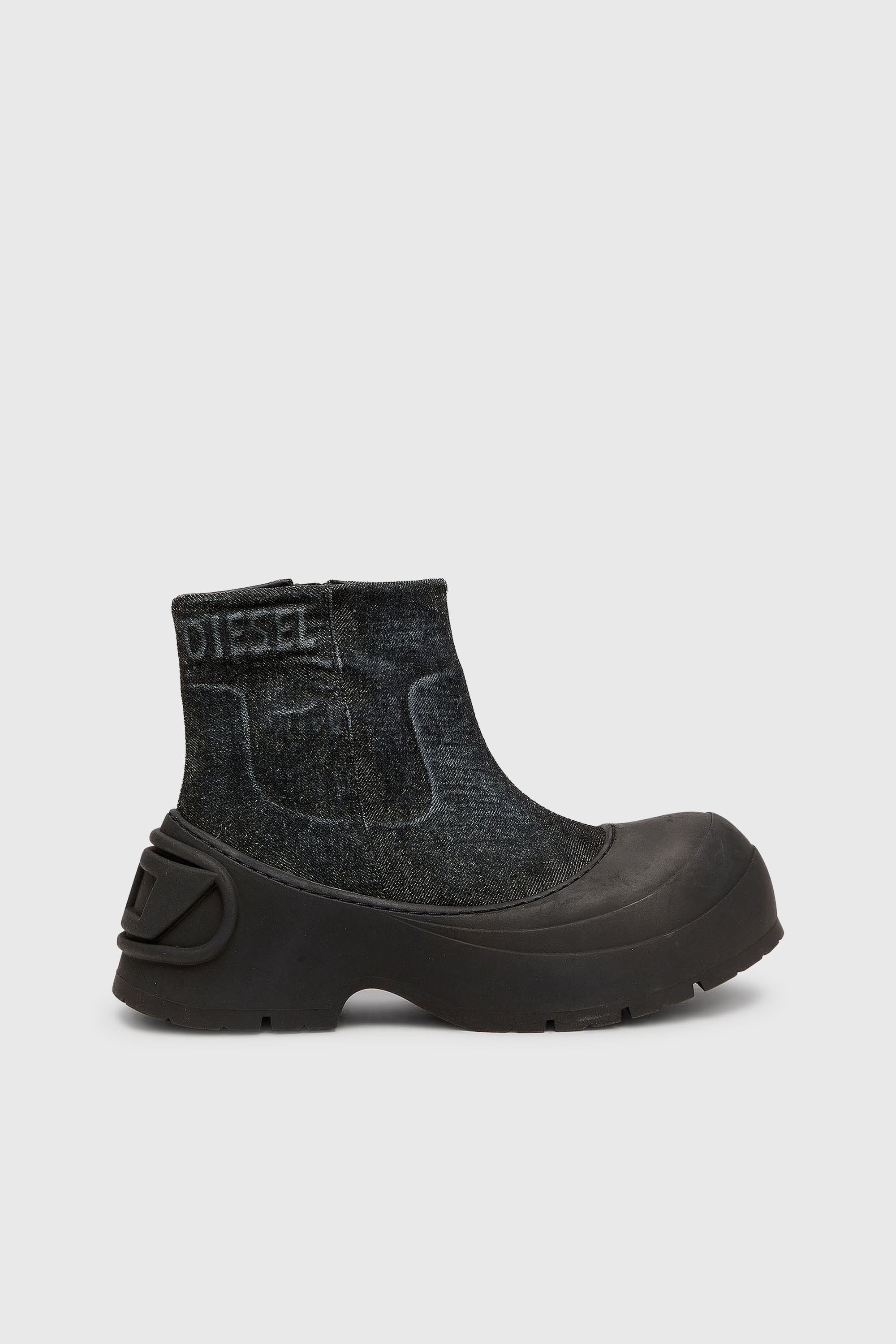 Diesel - D-DONALD ZIP MD, Man's D-Donald - Denim ankle boots with wraparound rubber sole in Black - 1