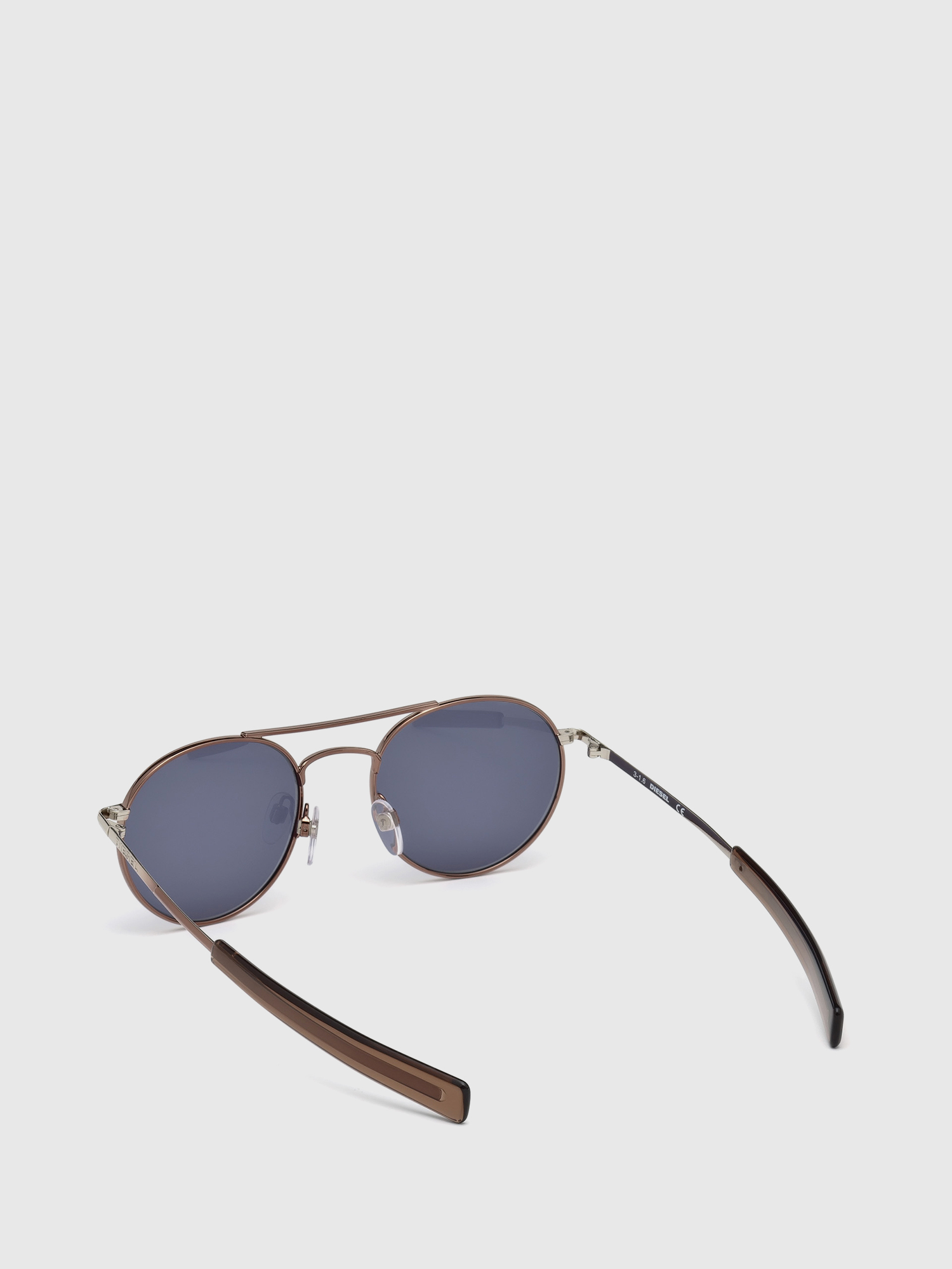 Diesel - DL0220, Lunettes rondes avec branches fines Homme in Marron - 3