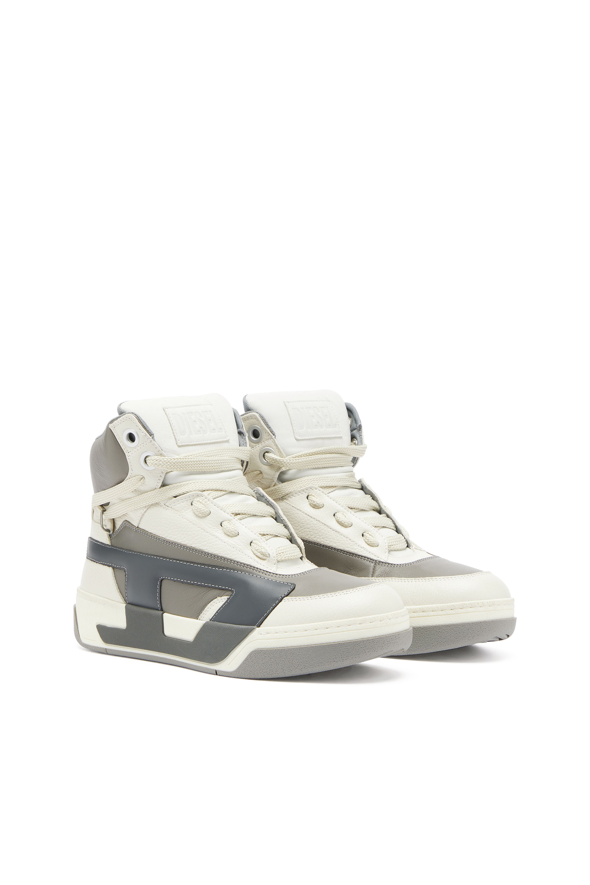 Diesel - S-D-OLLIE MID, S-D-Ollie - Sneakers montantes en cuir avec logo D Homme in Blanc - 2
