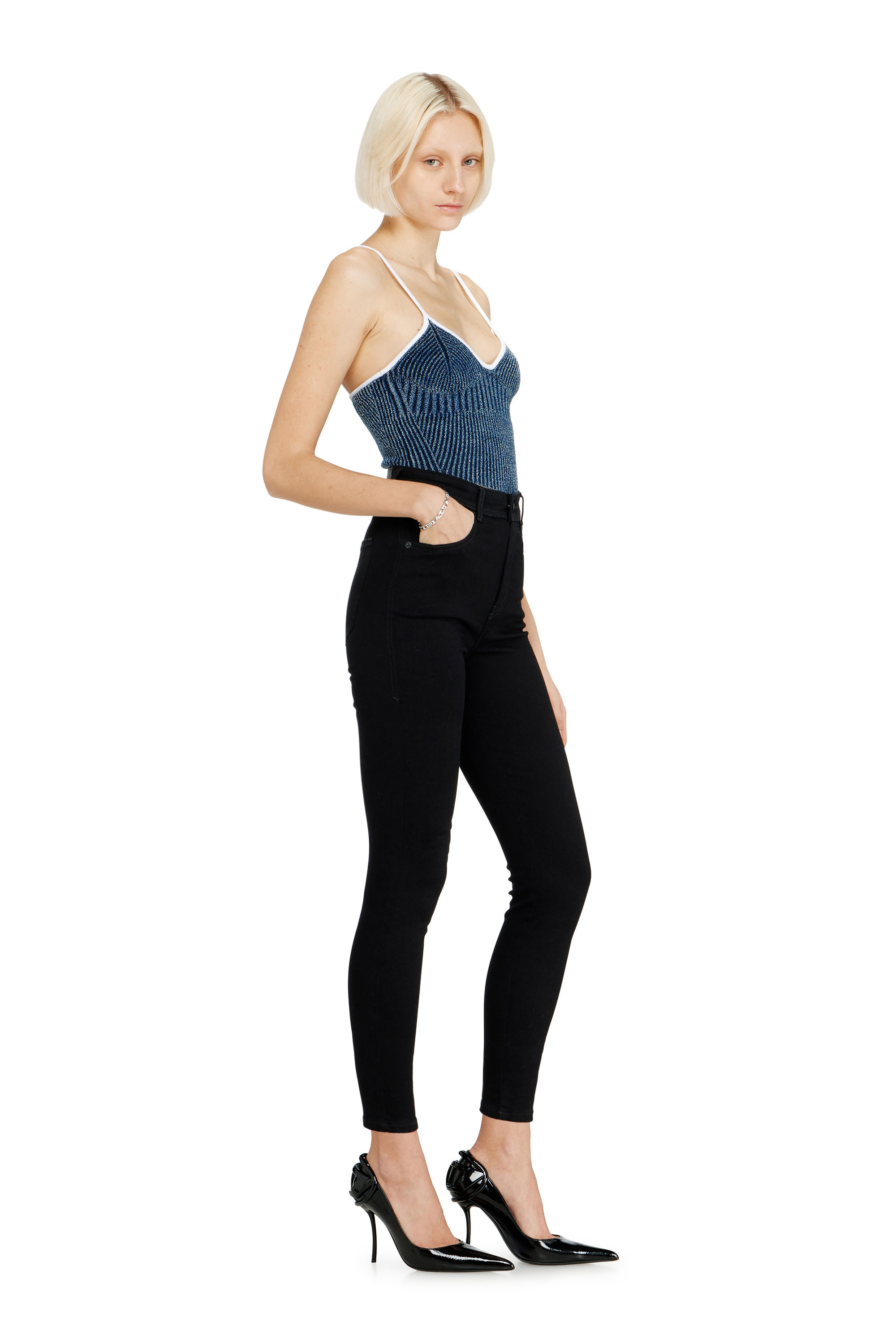 Diesel - Woman's Skinny Jeans 1984 Slandy-High 069EF, Black/Dark grey - 3