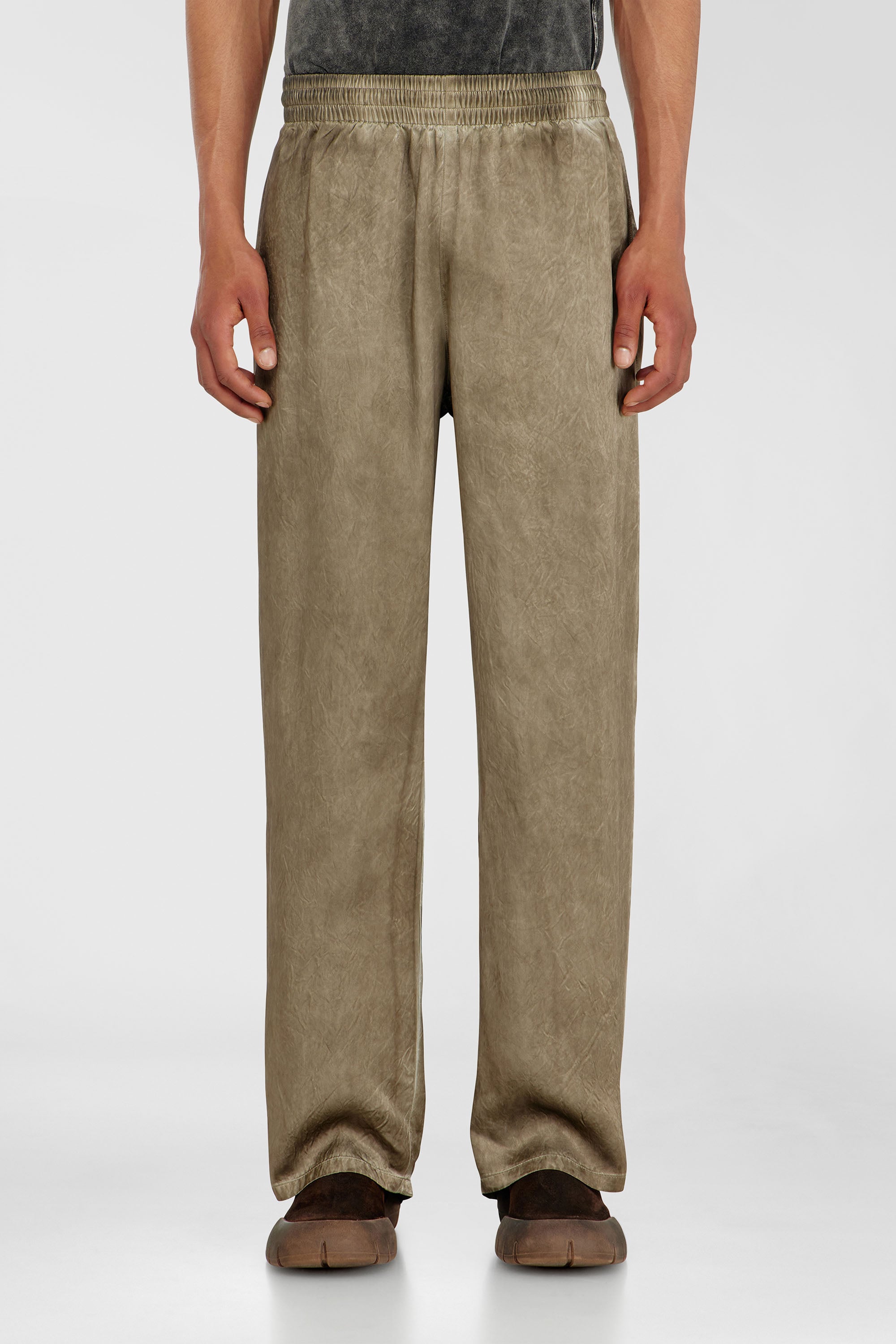 Diesel - P-THECK-AGCT, Male's Pants in wrinkled satin in Light Brown - 1