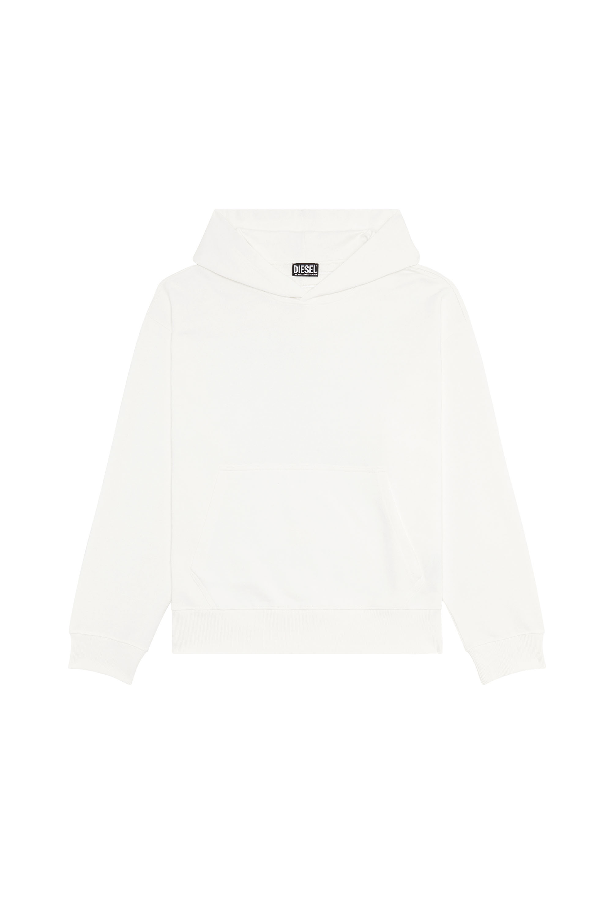 Diesel - S-MACS-HOOD-MEGOVAL, Man's Hoodie with back maxi D logo in White - 2