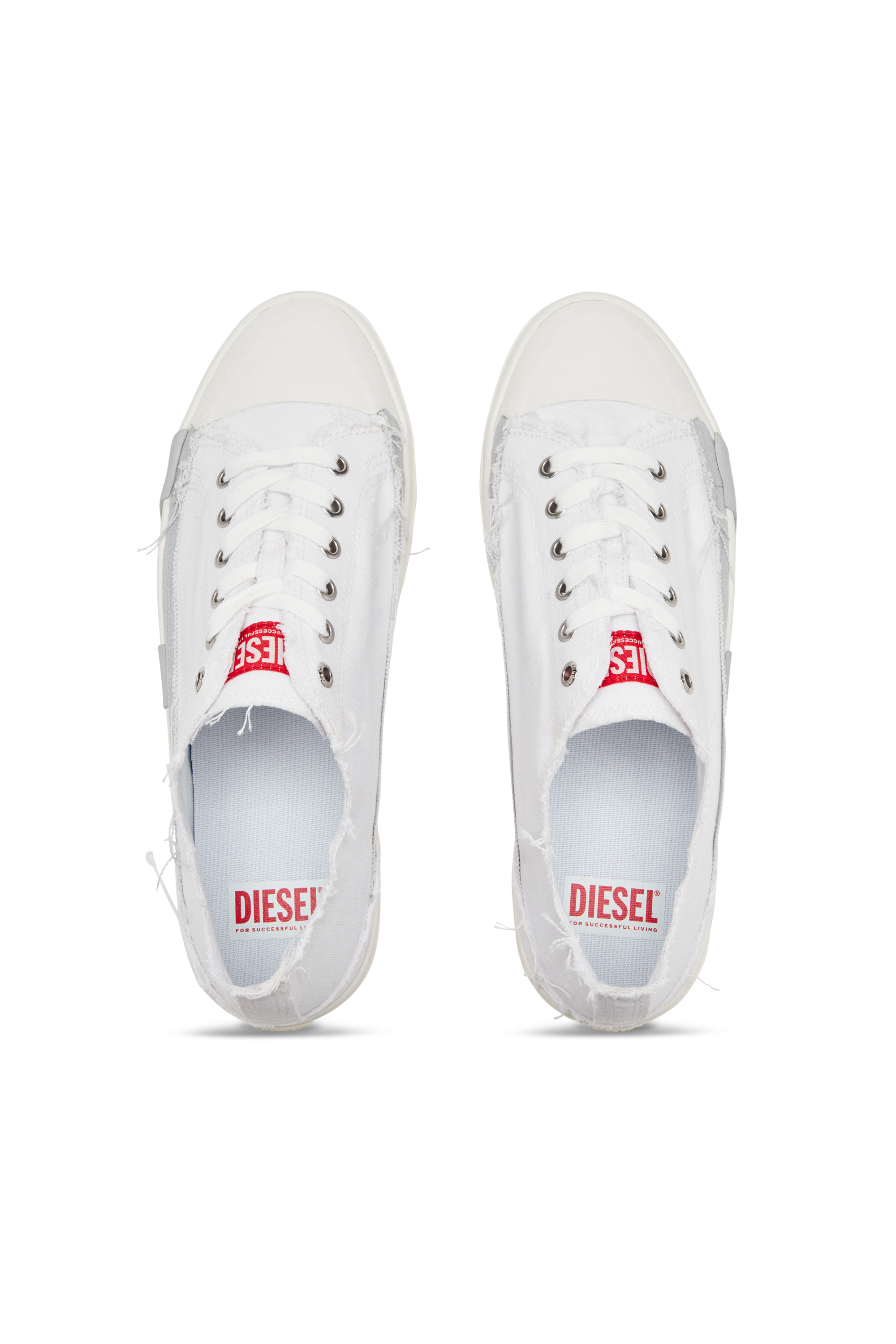S-D-VERSE LOW W, White/Grey Diesel - S-D-VERSE LOW W, Woman's S-D-Verse-Sneakers in frayed canvas in White/Grey - 4