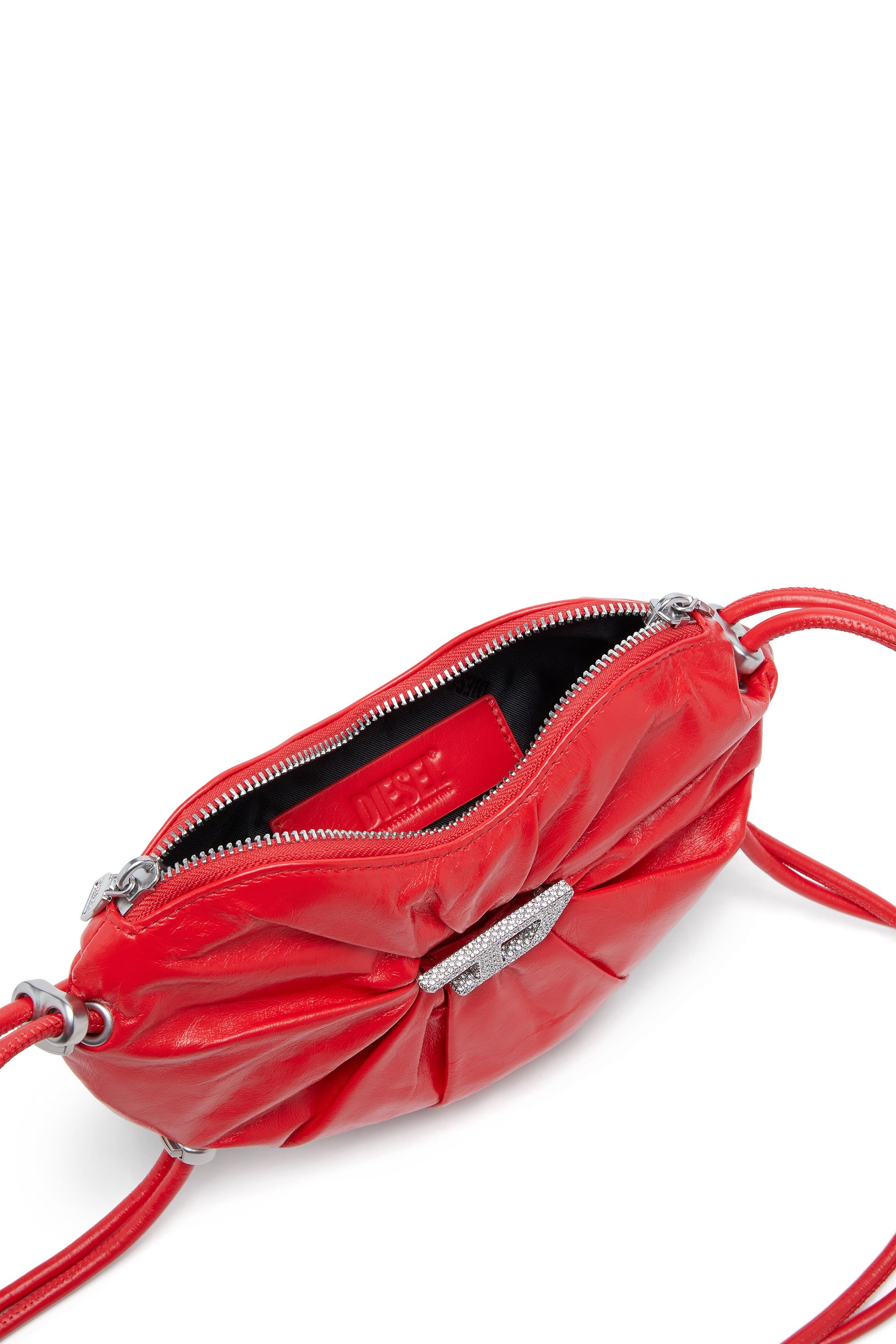 Diesel - SCRUNCH-D HEART, Female's Scrunch-D-Heart shoulder bag in scrunched leather in Red - 4