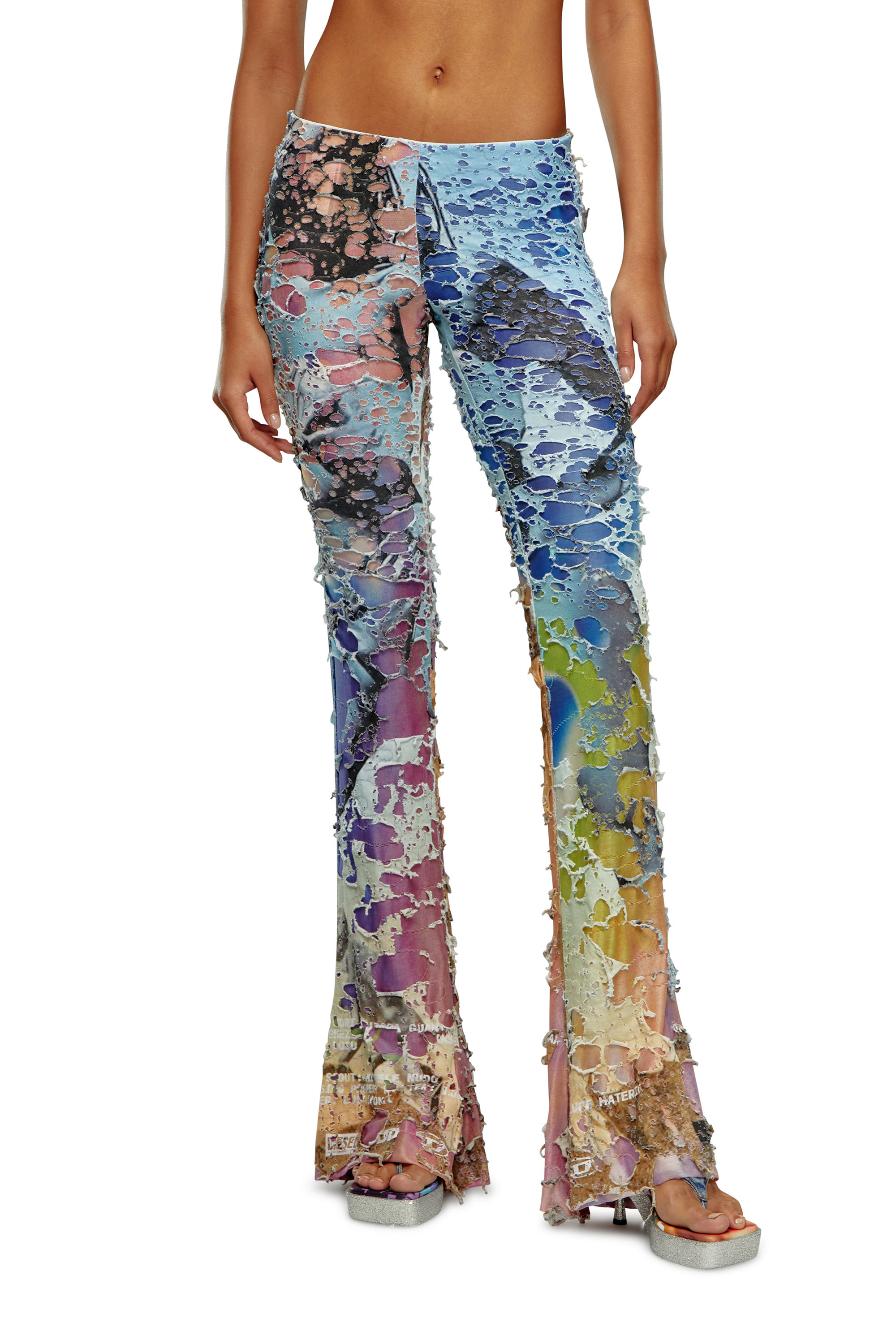 Women's Destroyed pants with cinema prints | Multicolor | Diesel