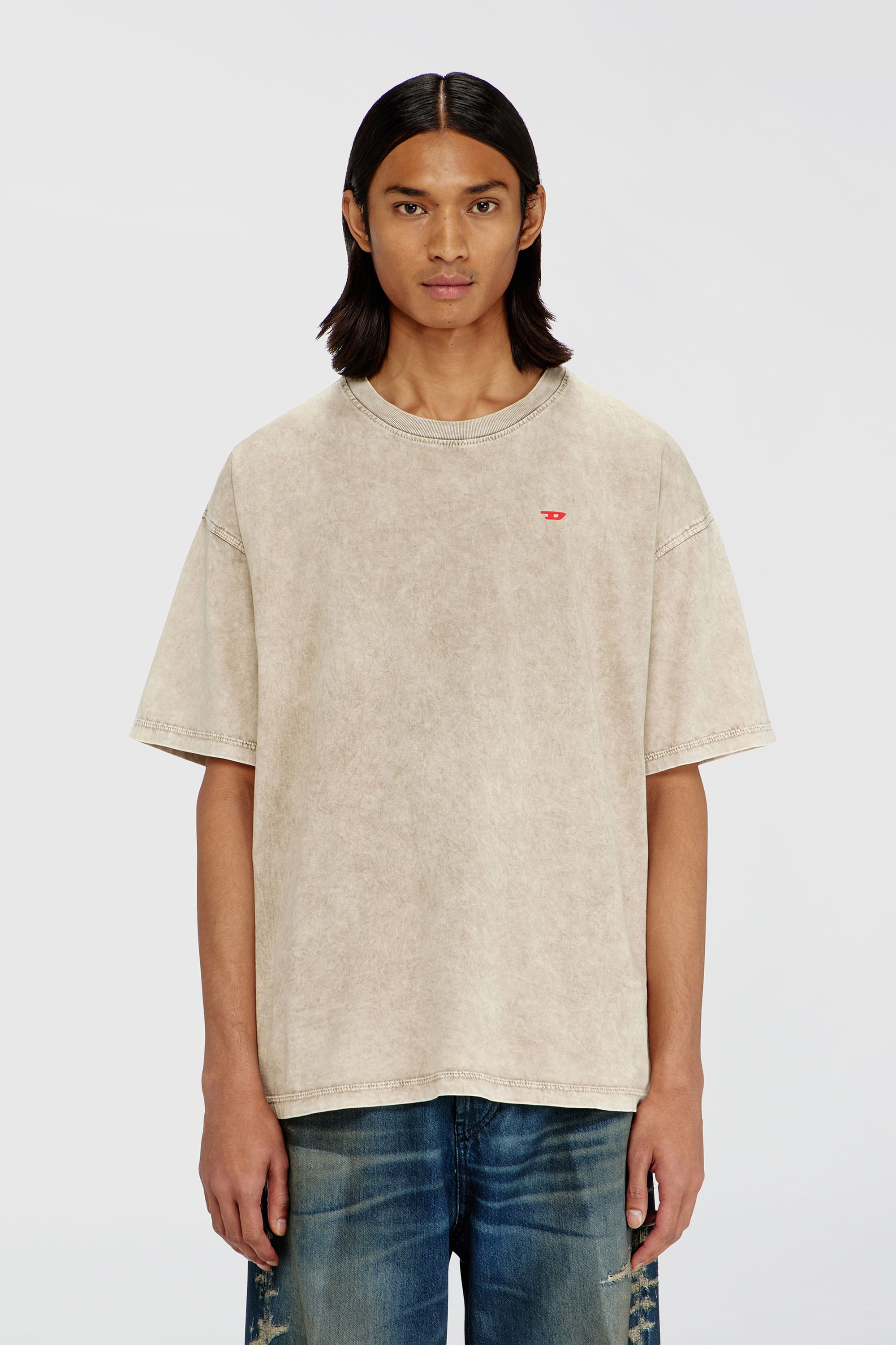 Diesel - T-BOXT-AA14, Man's Cotton T-shirt with treated effect in Beige - 1