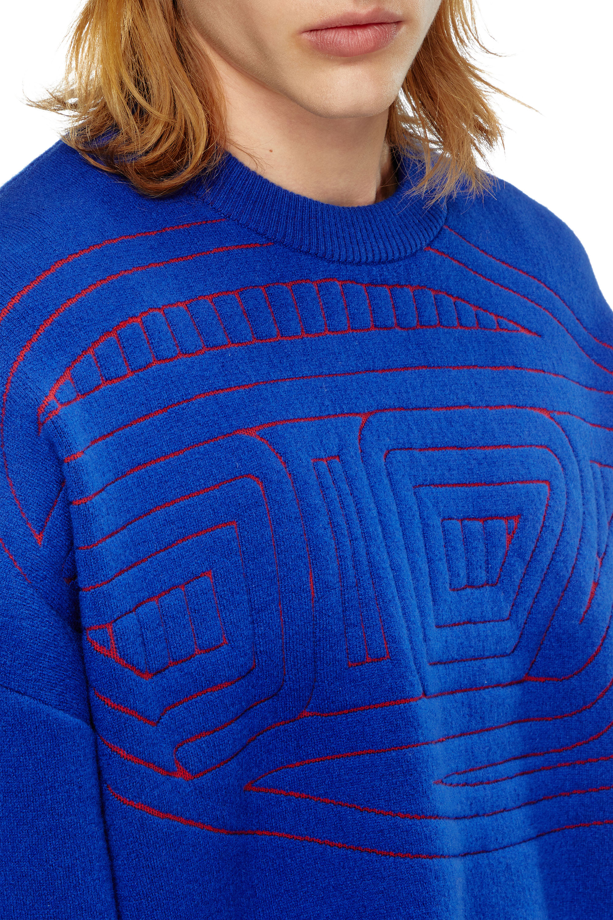 Diesel - K-RATIO, Male's Wool-blend jumper with graphic logo in Blue - 3