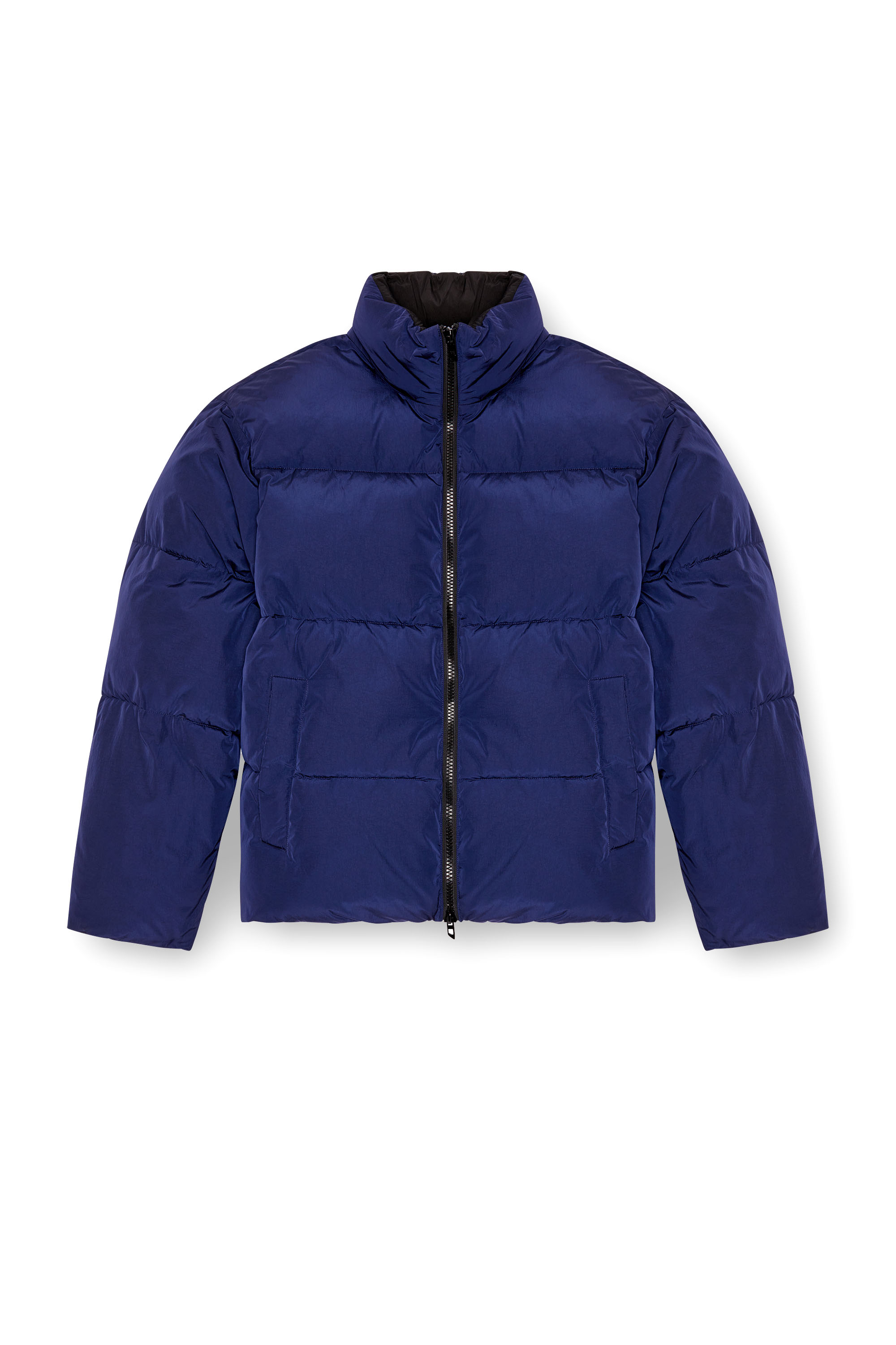 Men's Hooded down jacket in wrinkled nylon | Blue | Diesel