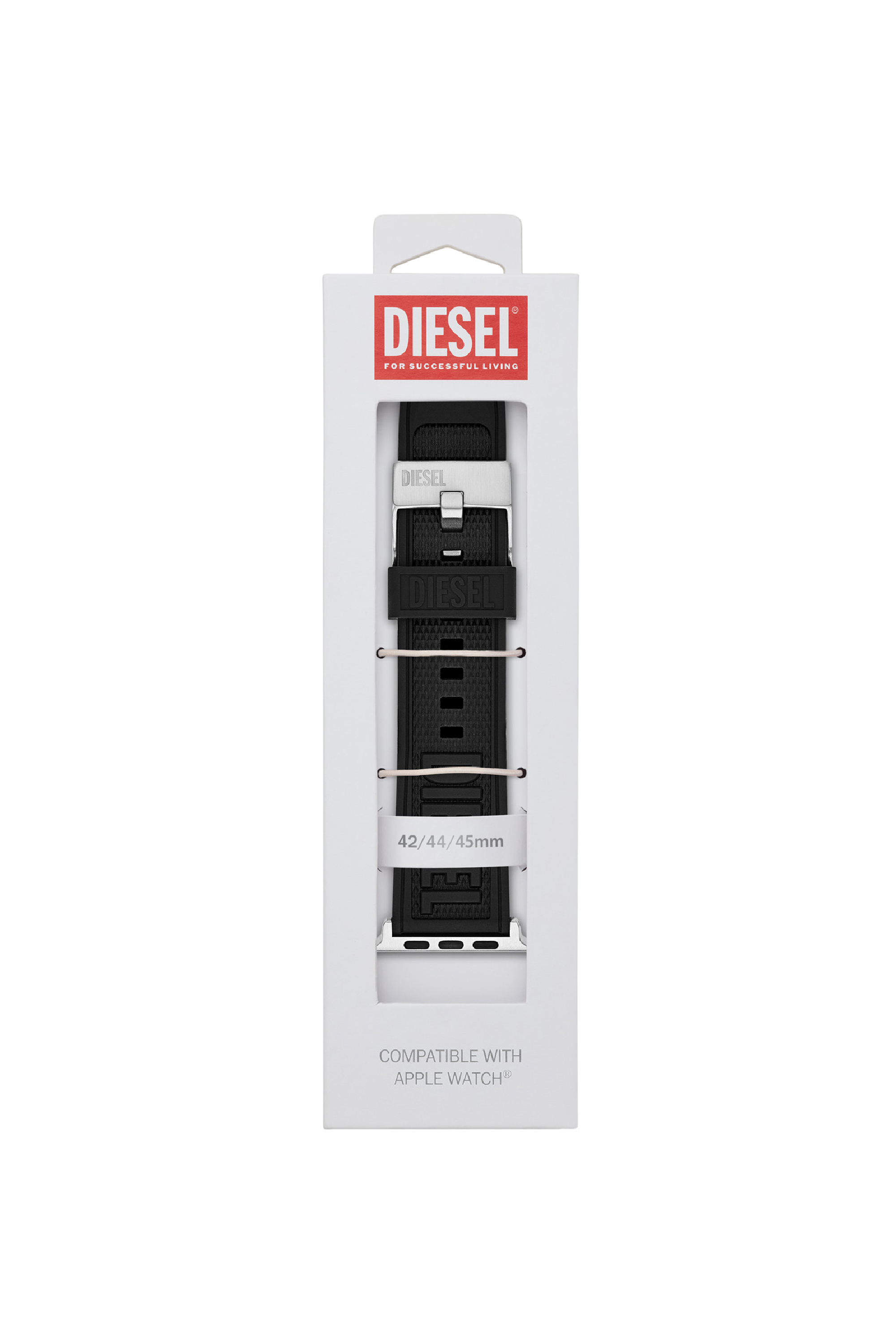 Diesel - DSS0014, Unisex's Black silicone Band for Apple watch&reg;, 42/44/45mm in Black - 2