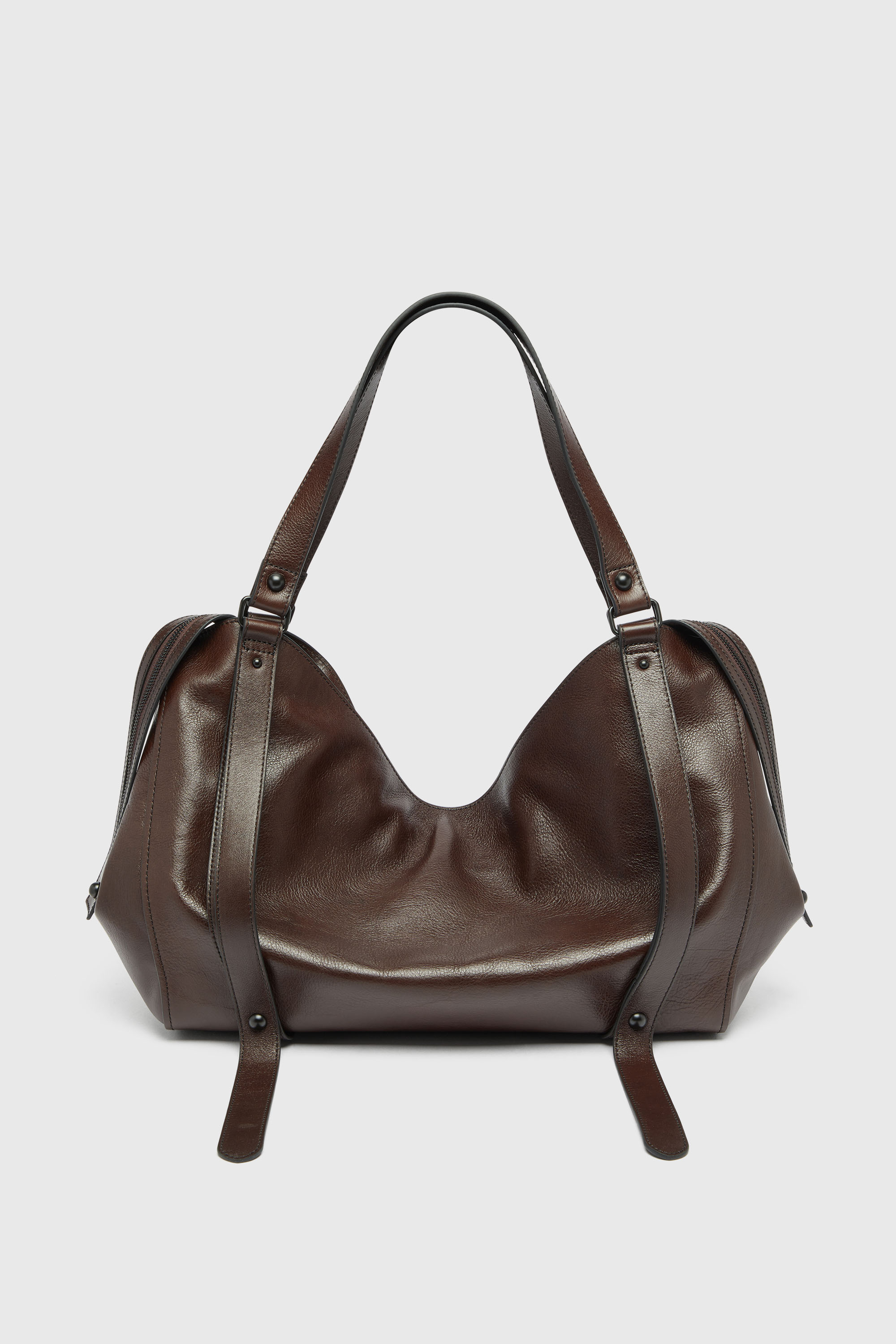 Diesel - D-ONE TOPHANDLE L, Unisex's D-One-Large top-handle bag in leather in Dark Brown - 4