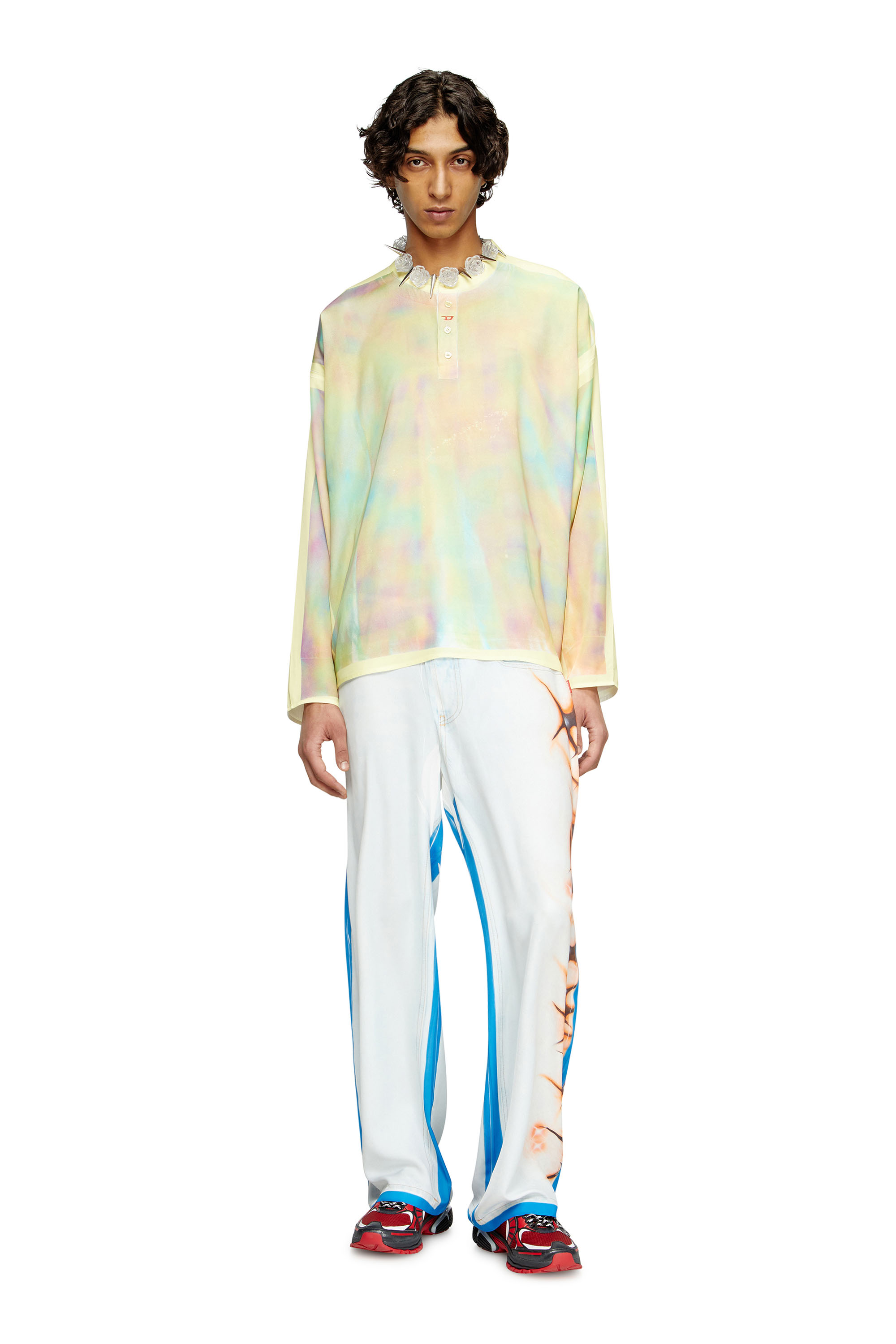 Diesel - T-OLAVI-A-SER-GRAFFITI-CHI, Top Henley avec imprimé graffiti Mixte in Jaune - 3