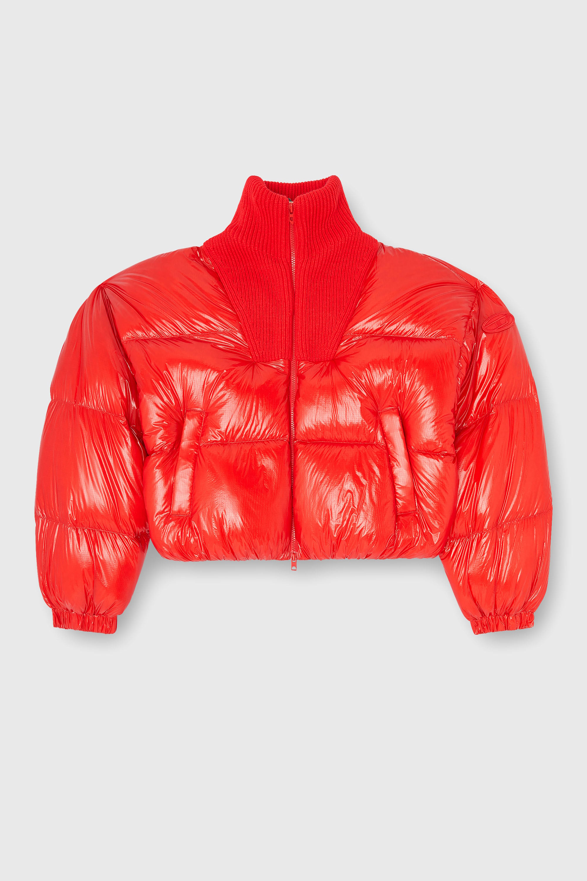 Diesel - W-ARRIOR, Doudoune en ripstop avec col en maille Femme in Rouge - 2