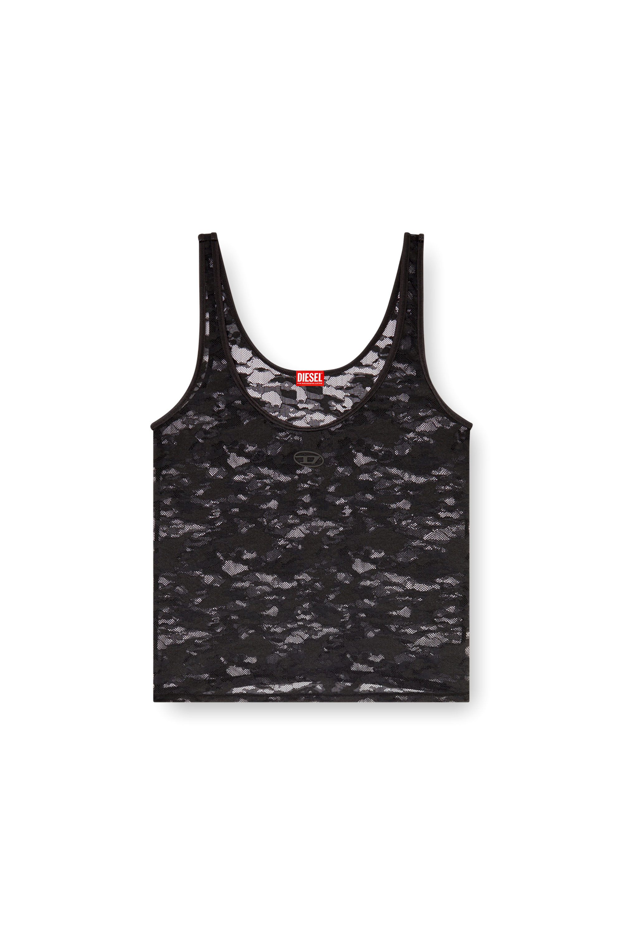Women's Tank top in nylon lace | Black | Diesel