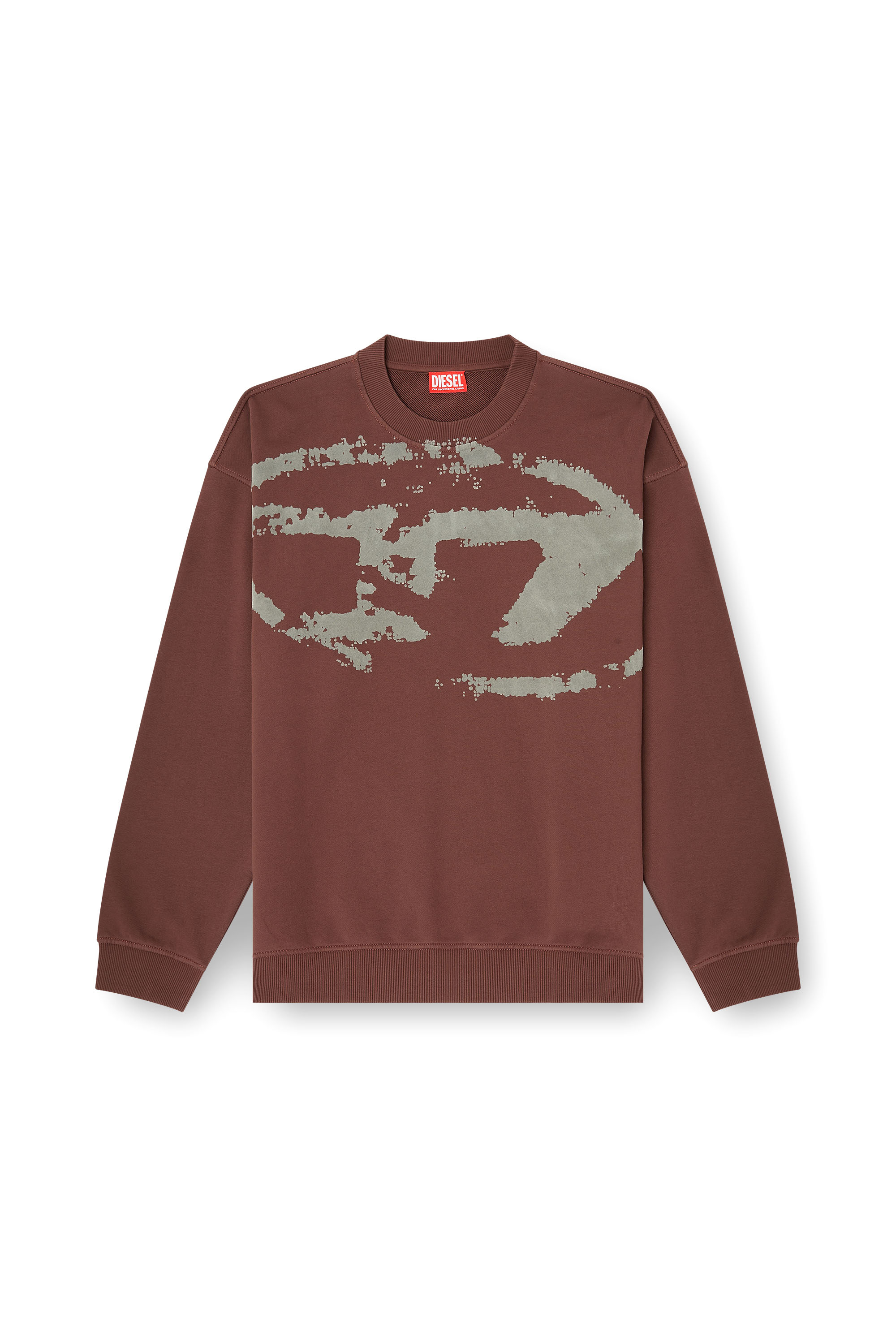 Diesel - S-BOXT-N5, Sweat-shirt en coton avec D ovale floqué Homme in Marron - 4