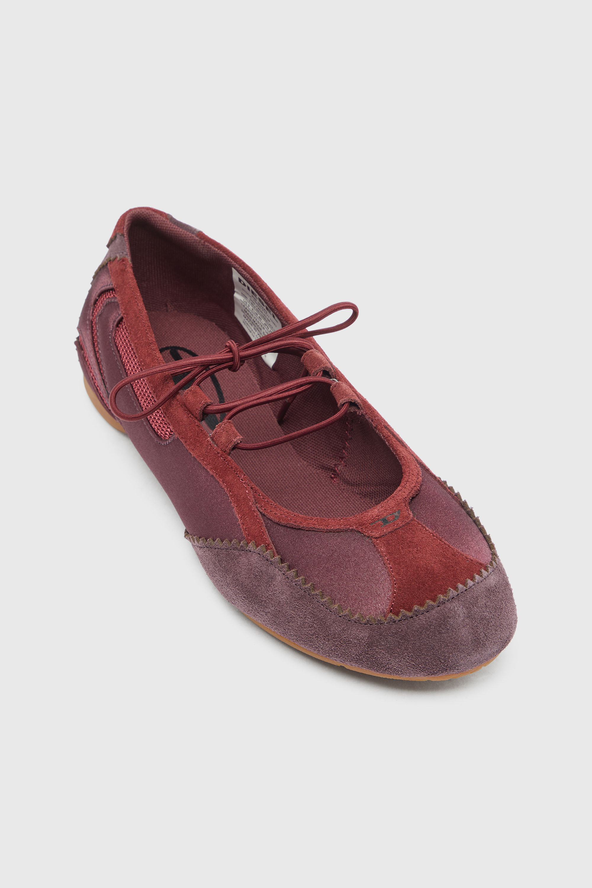 Diesel - D-MILE BALLERINA LACE UP II W, D-Mile - Bailarinas con cordones en piel y malla Mujer in Rojo - 6