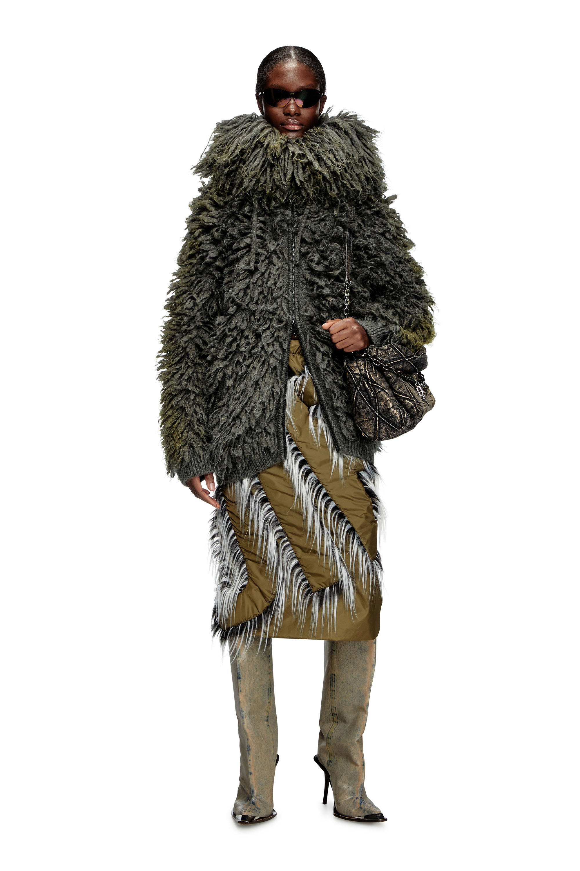 Women's Shaggy snood in long-thread mohair blend | Green | Diesel