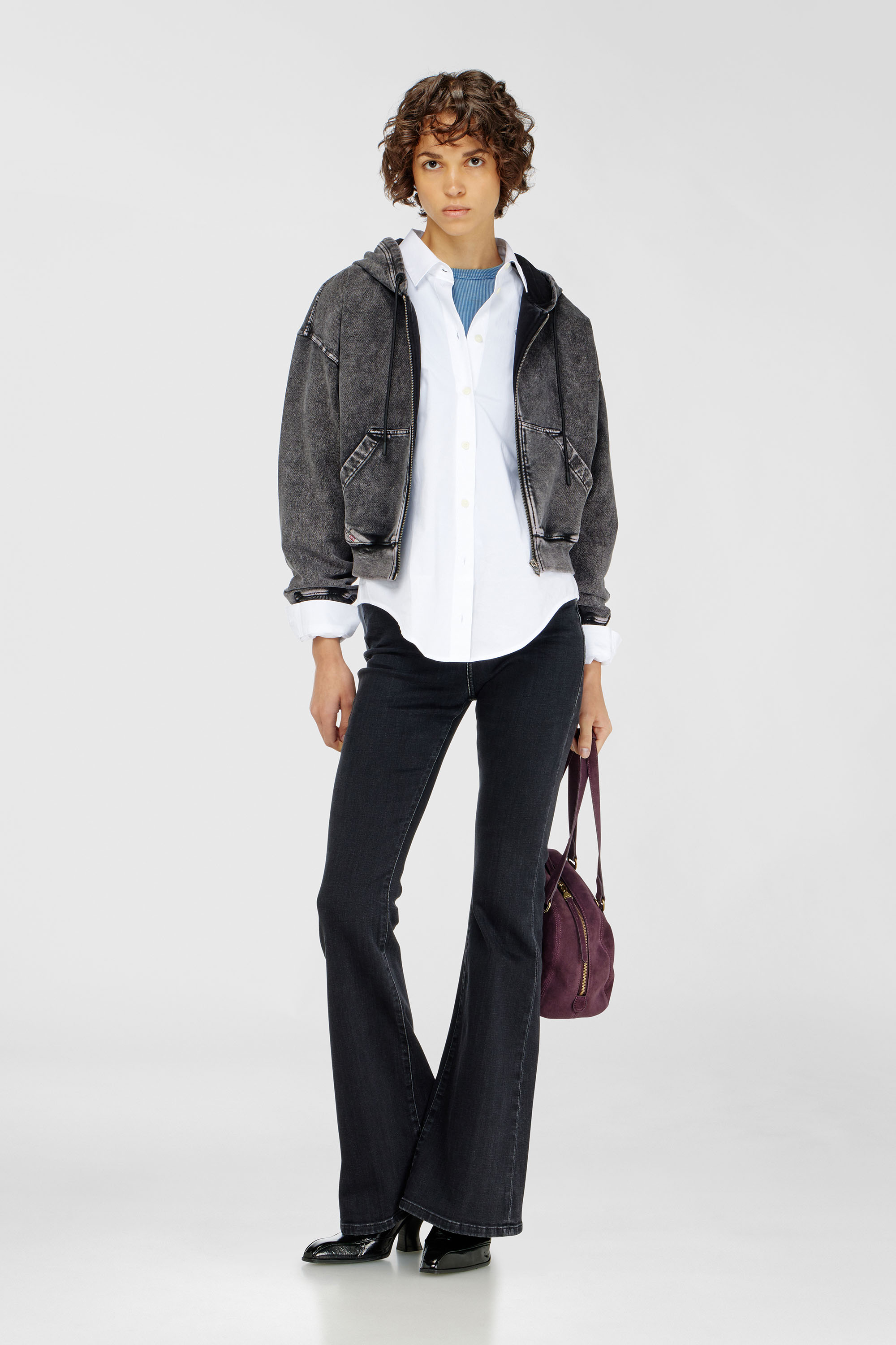 Diesel - F-ELYCY-AA2, Sudadera con efecto denim Mujer in Gris - 1