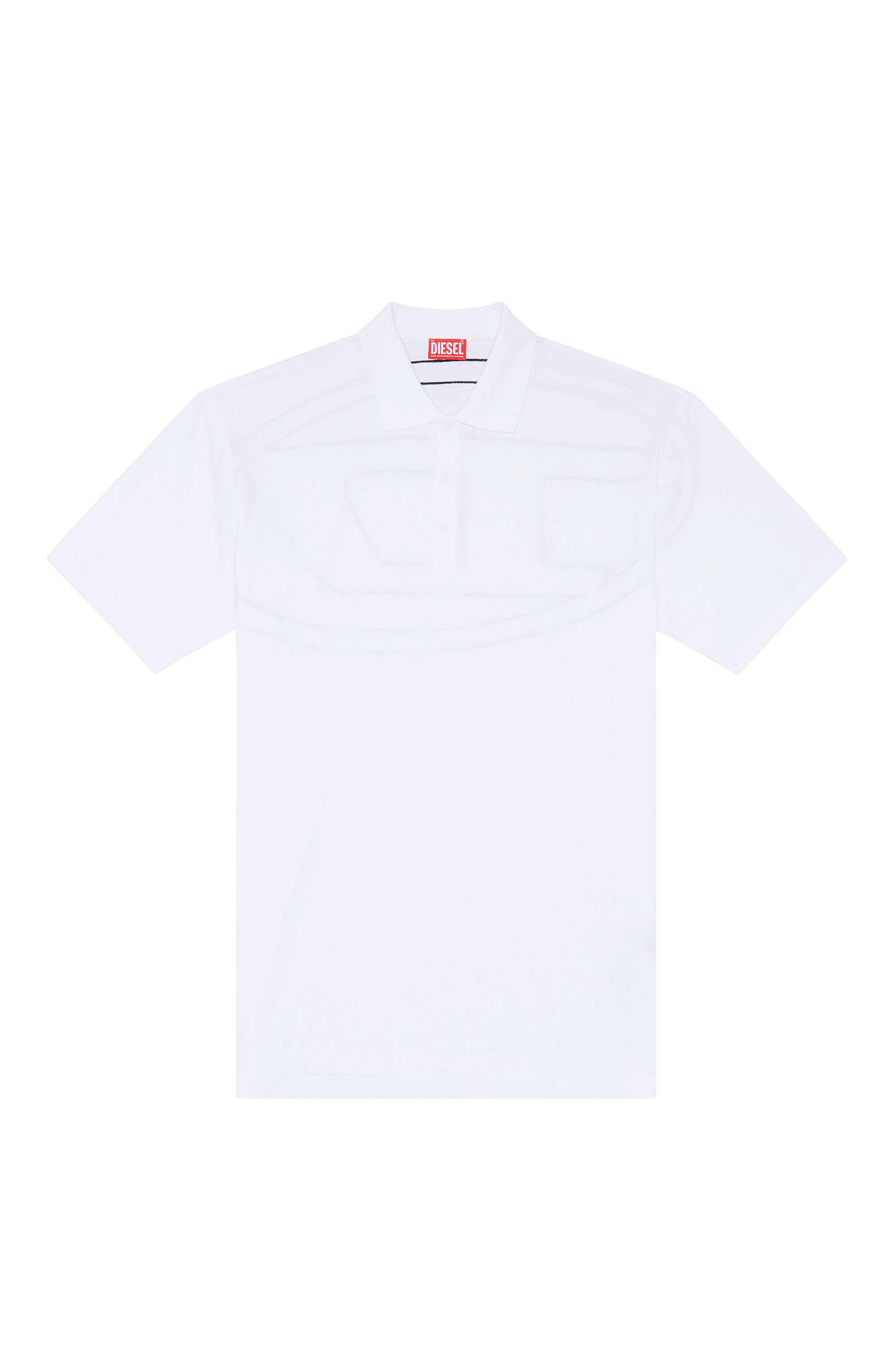 Diesel - T-VORT-MEGOVAL-D, Man's Polo shirt with maxi oval D embroidery in White - 4