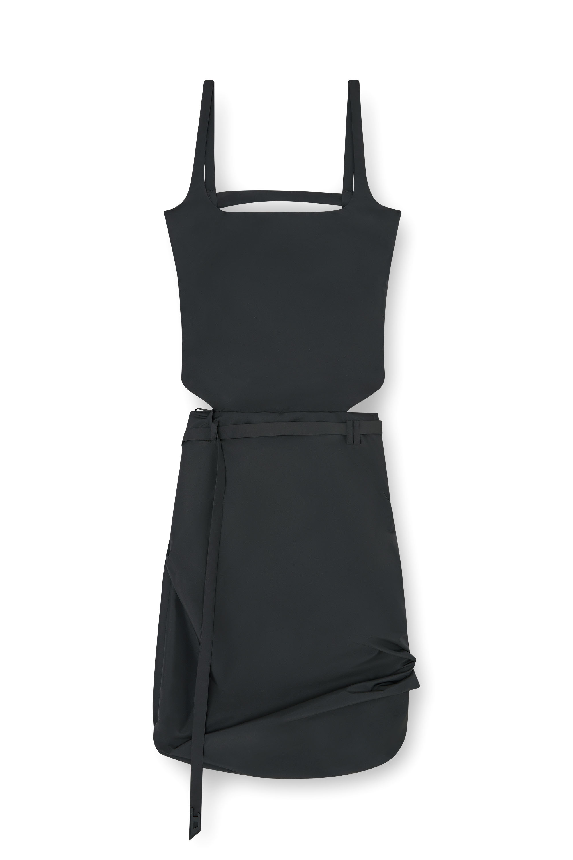 Diesel - D-SANAT, Female's Open-back apron dress in taffeta in Black - 2