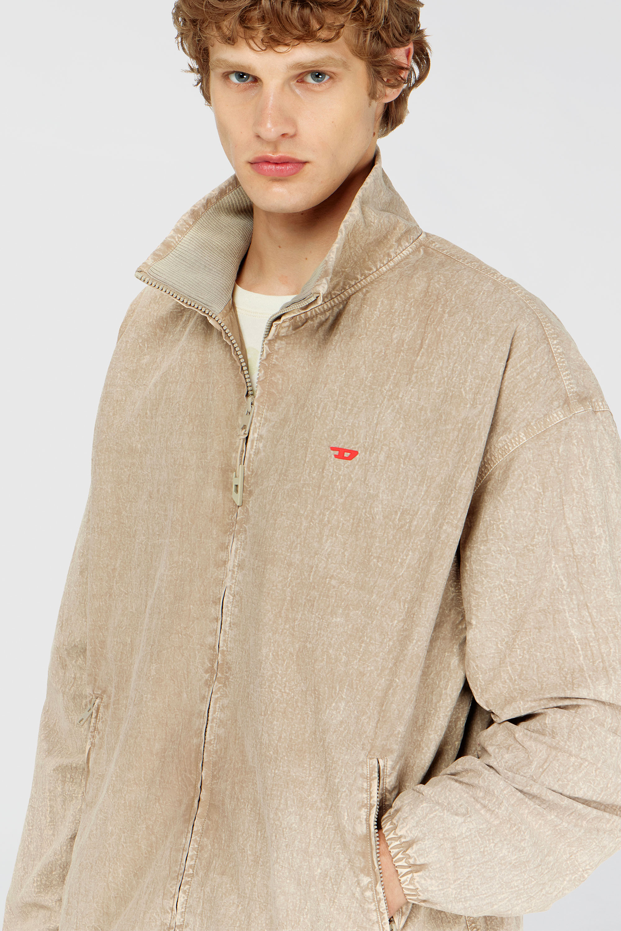 Diesel - J-CORSE-PLBH, Man's Treated taslan jacket with treated finish in Beige - 4
