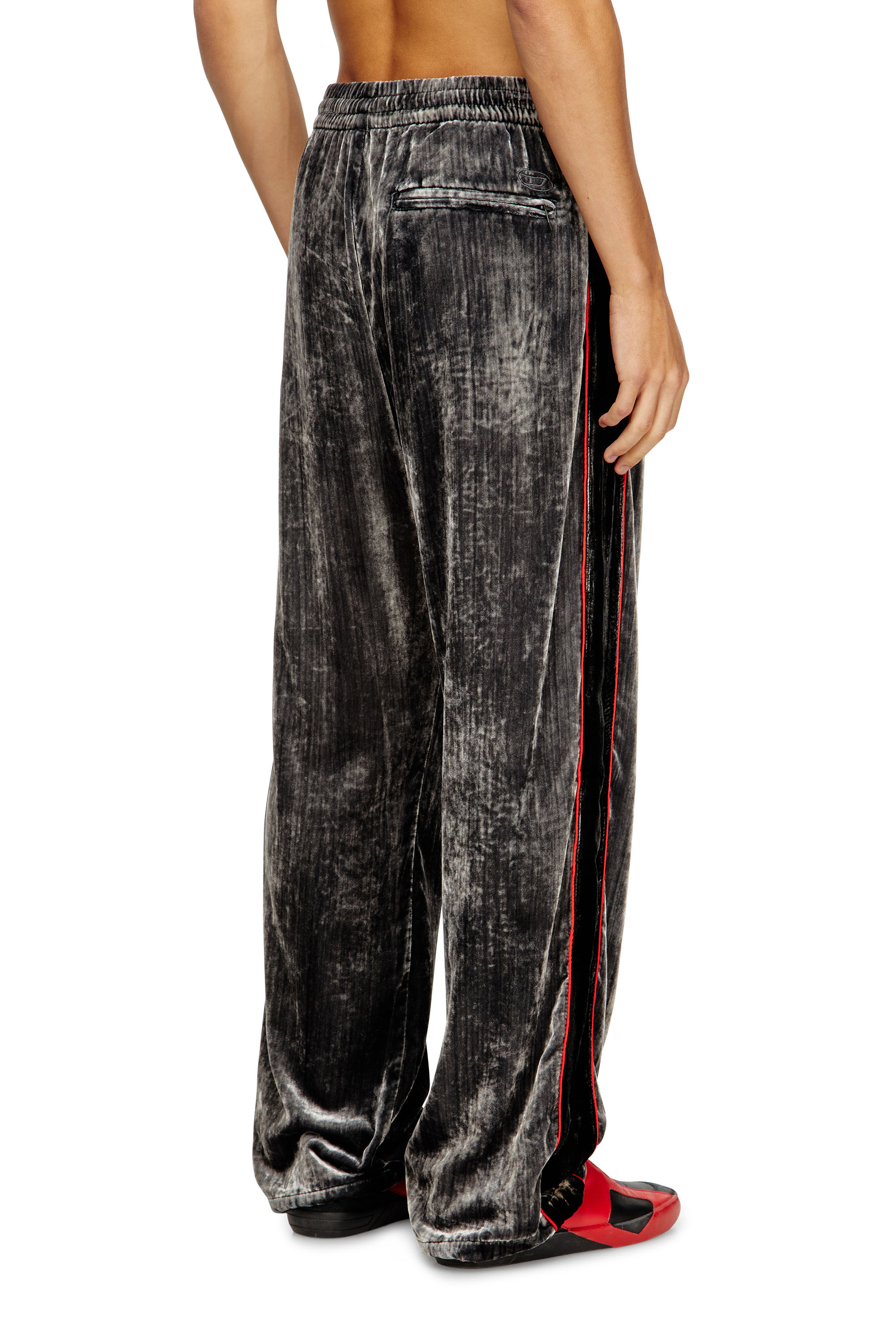 Diesel - P-HAY, Male's Track pants in treated velvet in Dark Grey - 4
