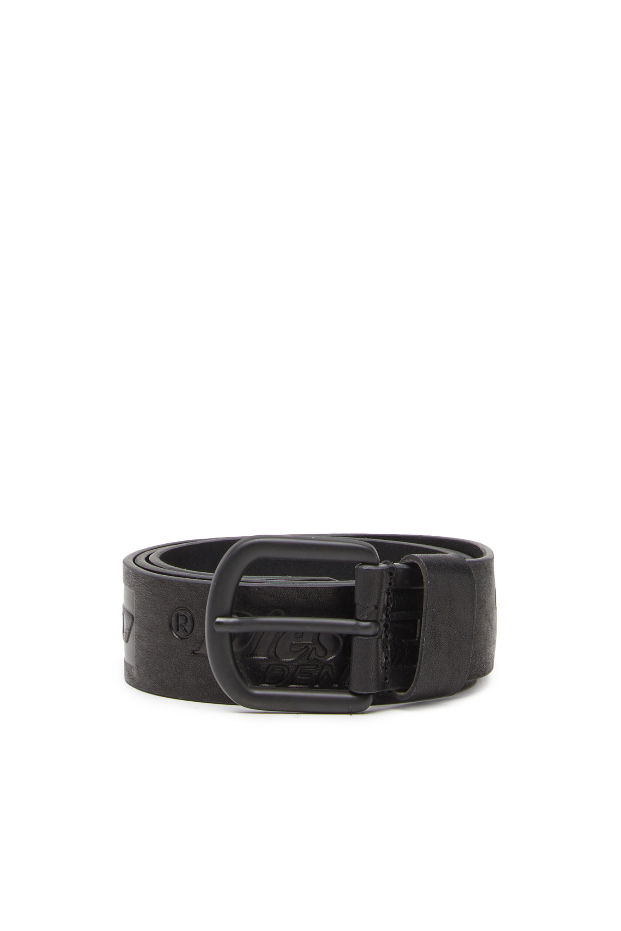 Diesel - B-ARCHIVE, Man's Leather belt with debossed logos in Black - 1