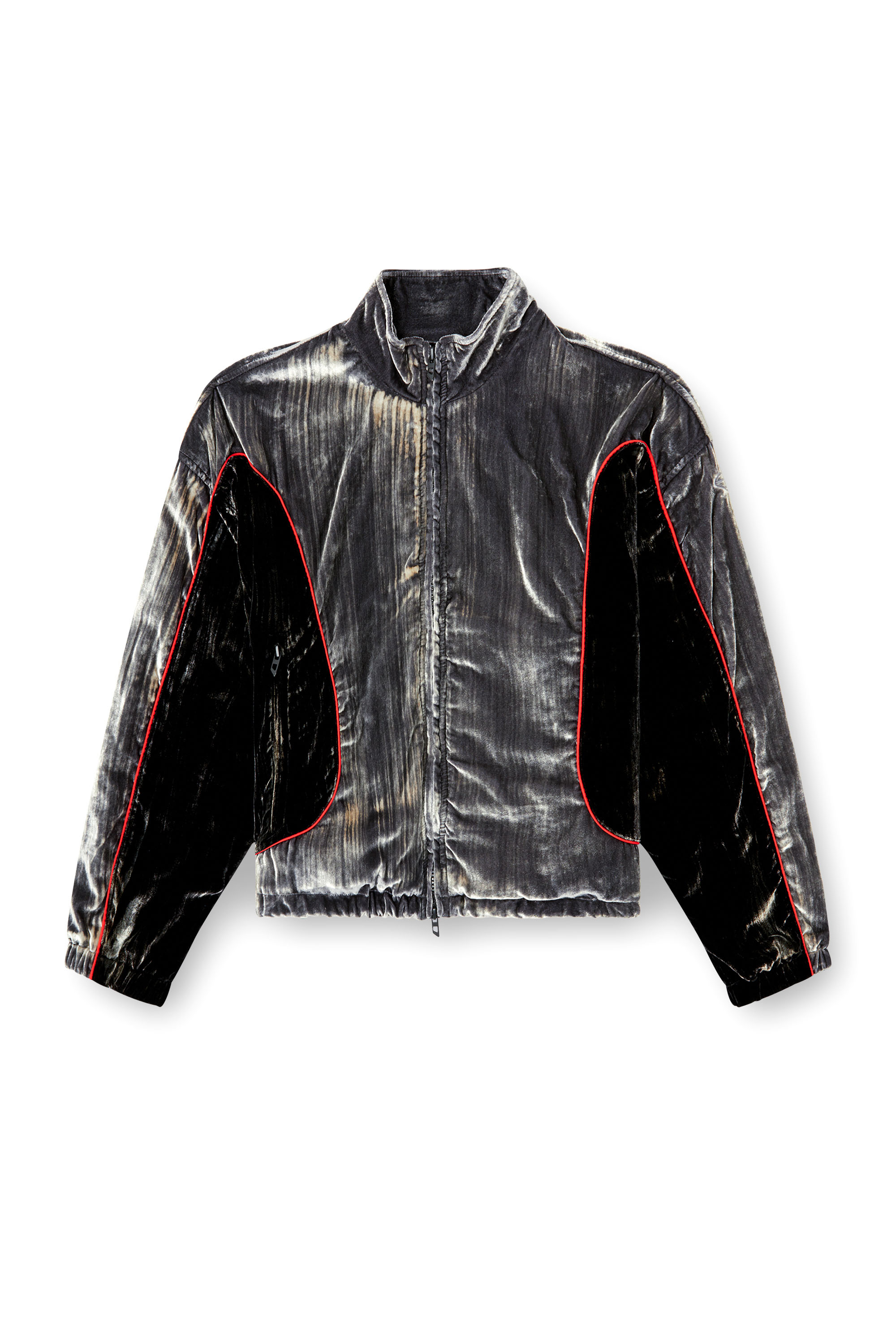 Diesel - G-RIFFIN, Woman's Track jacket in treated velvet in Dark grey - 3