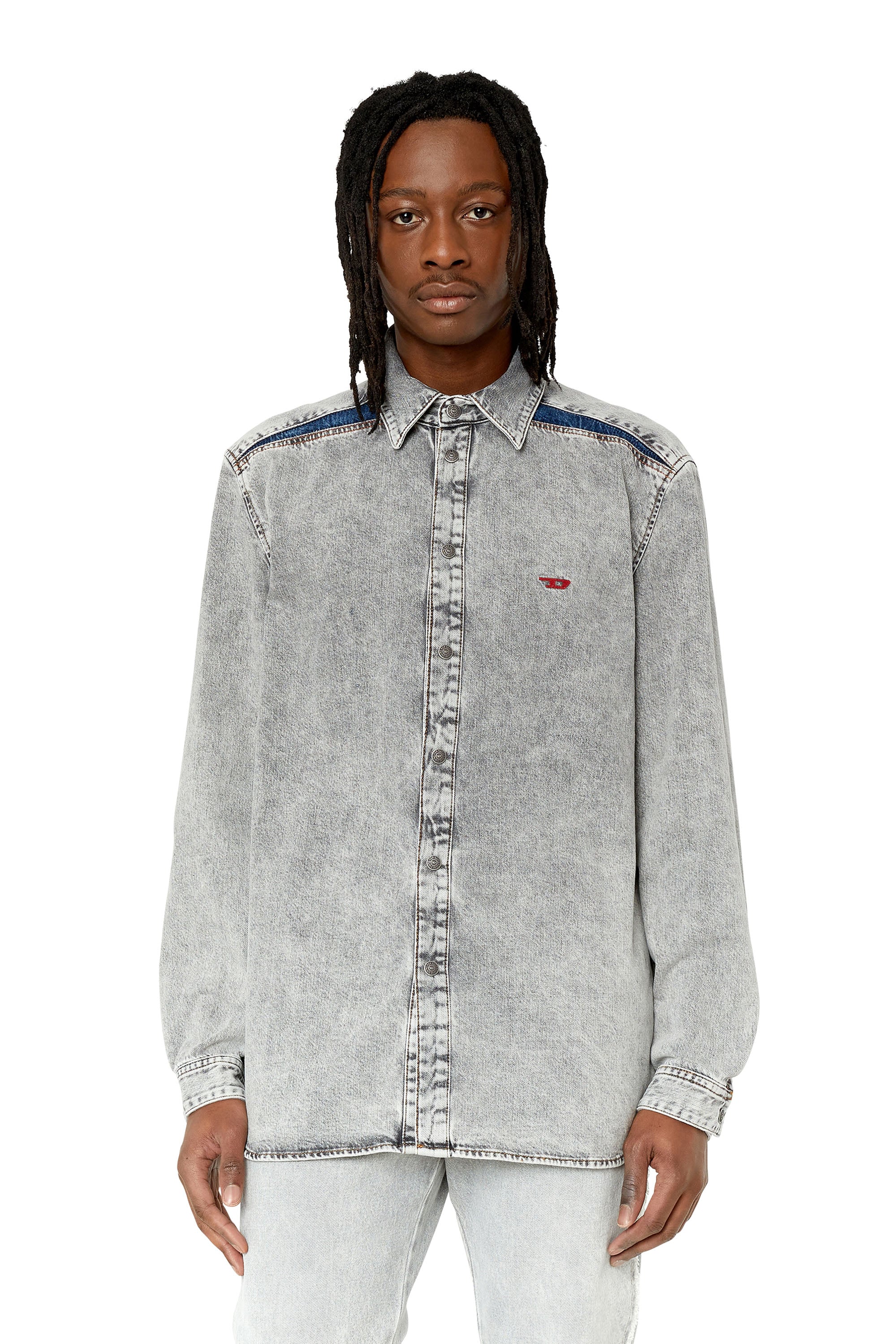D-SIMPLY-RS Man: Denim shirt with contrast inserts | Diesel
