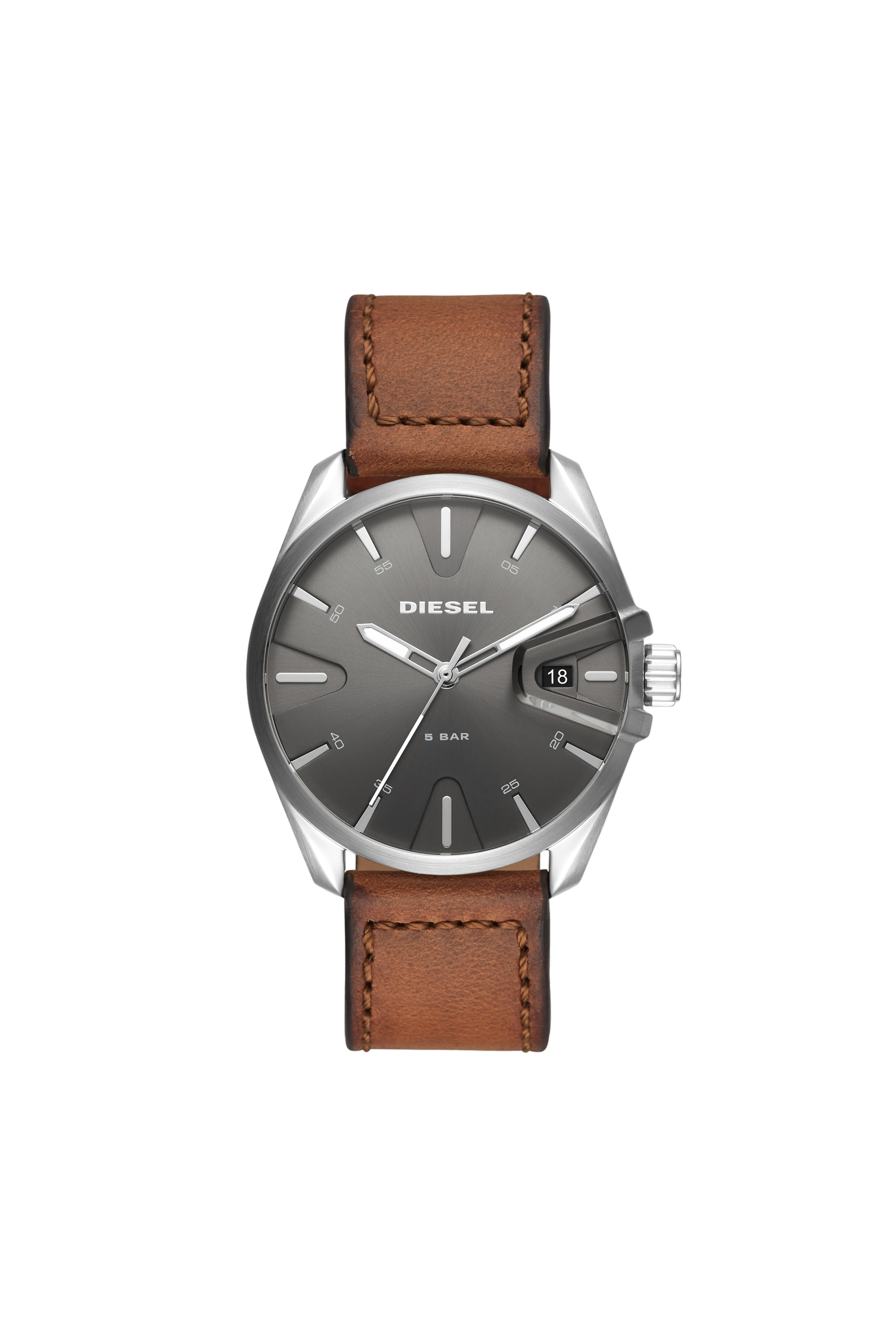 DZ1890 Man: MS9 three-hand brown leather watch | Diesel