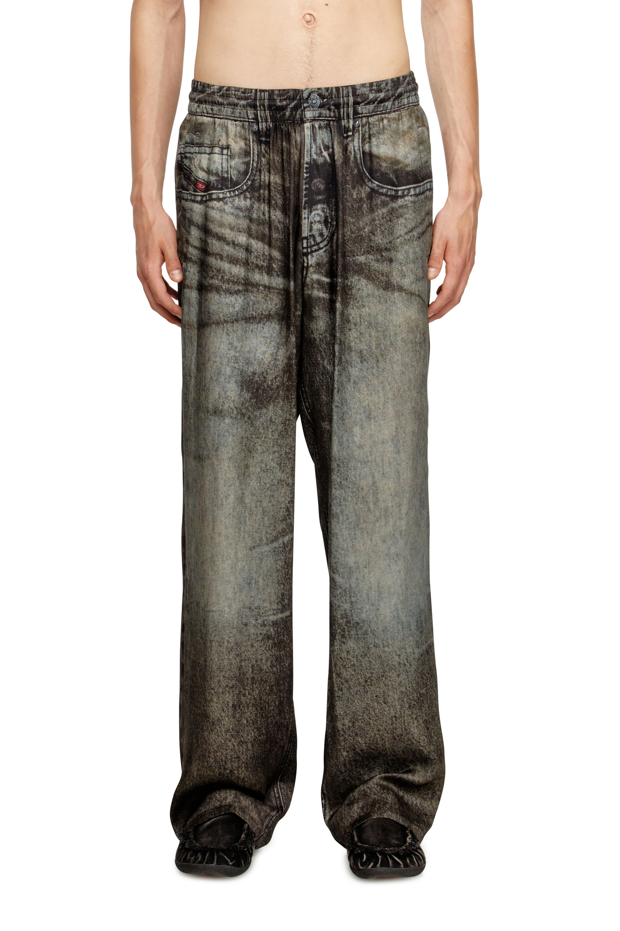 Diesel - P-THECK-LKCT, Pantalon élastiqué en viscose effet denim Homme in Noir - 1