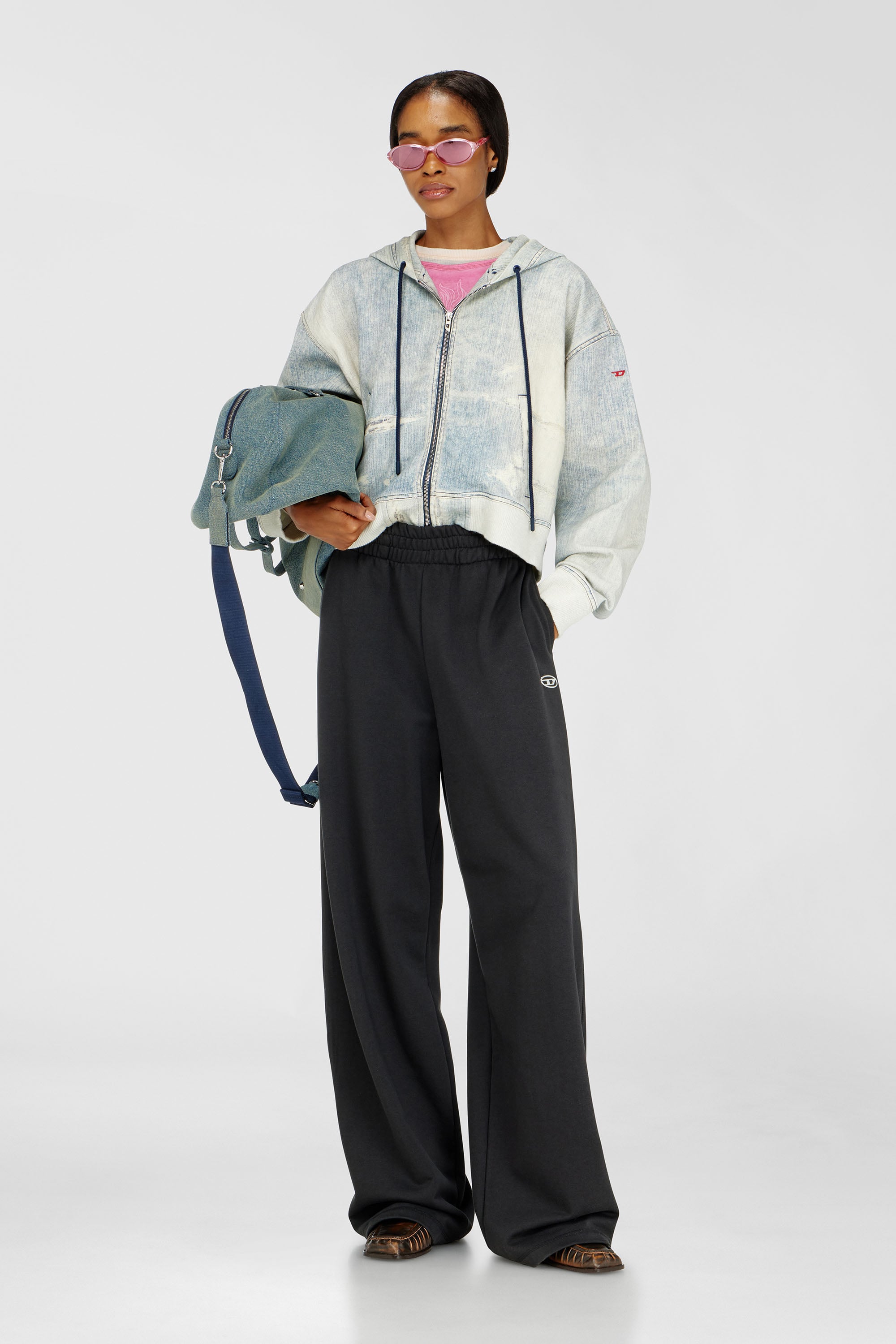 Diesel - P-ZENIA-OD, Female's Loose track pants with elastic waistband in Black - 2