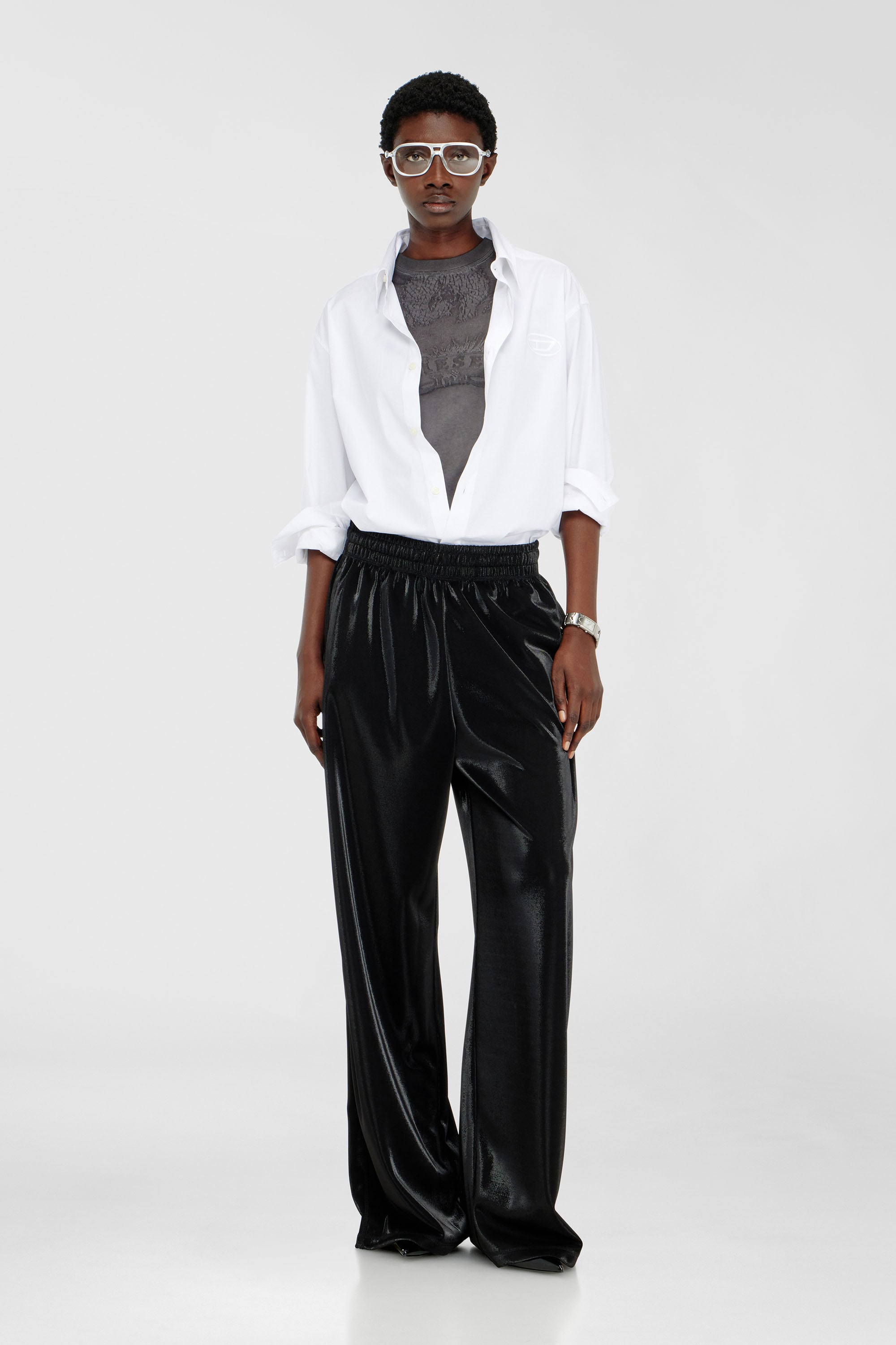 Diesel - T-ILA-AA7, Female's Slim T-shirt with d&eacute;vor&eacute; Phoenix in Dark Grey - 2