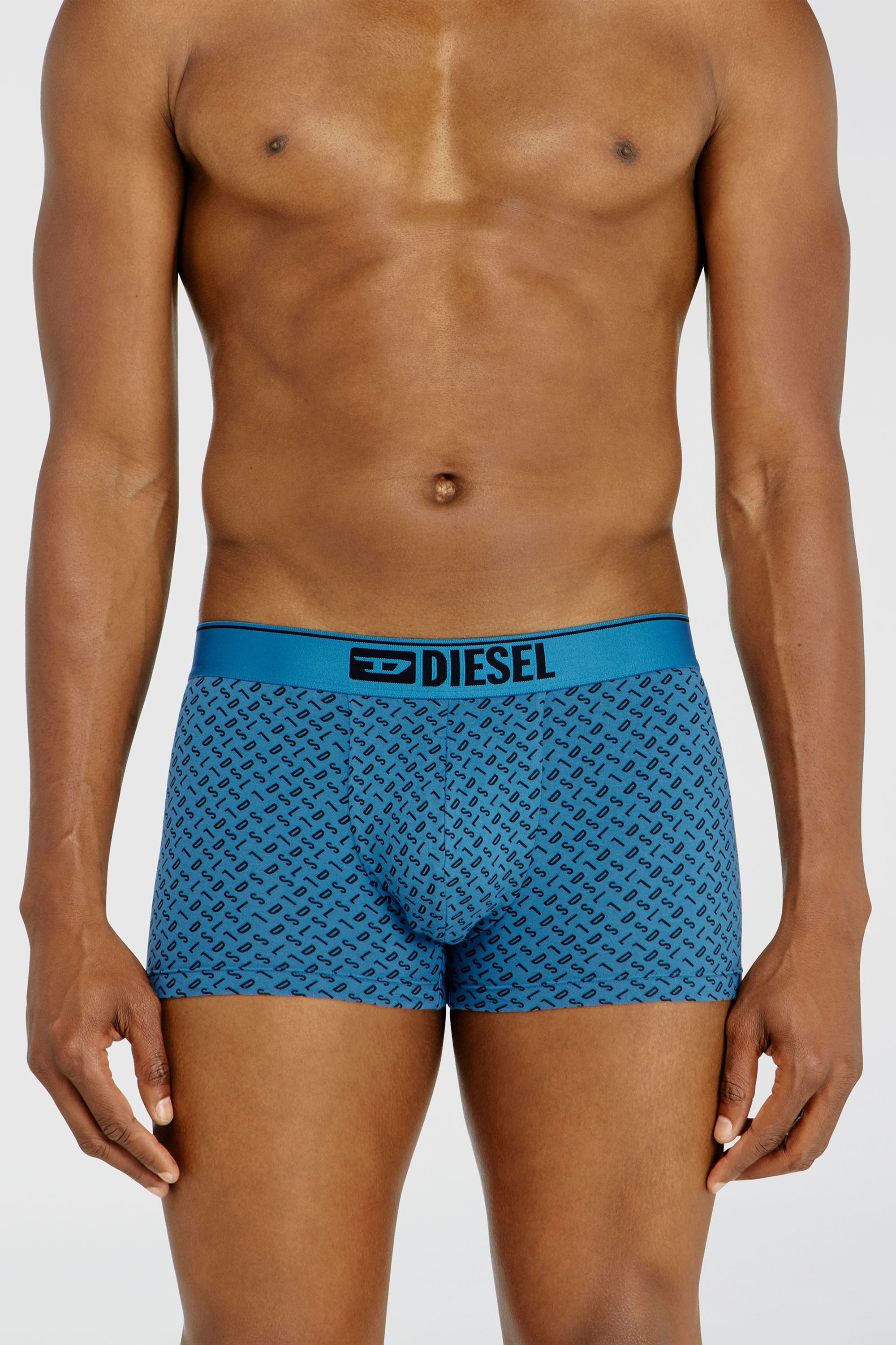 Diesel - DAMIEN-D-BOX-3PACK, Paquete de tres trunks de algod&oacute;n stretch con monogram Hombre in Azul marino - 1