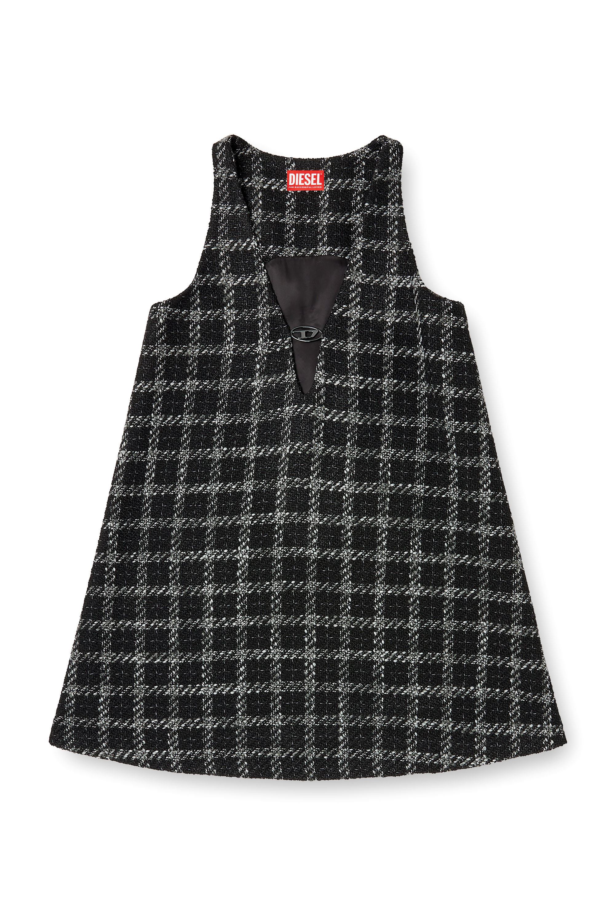 Diesel - D-GIADA, Woman's Boucl&eacute; dress with checked pattern in Black/White - 2