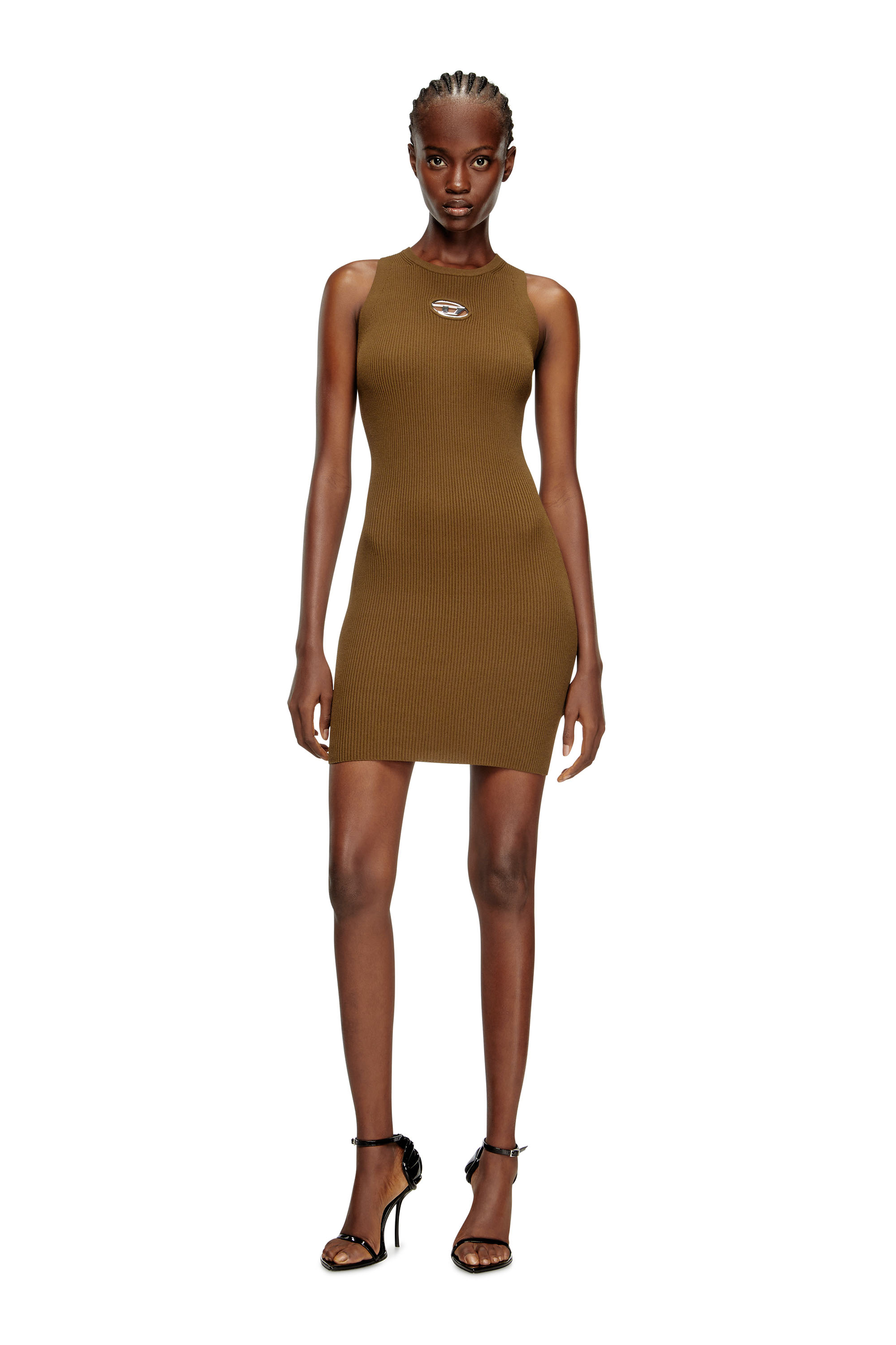 Diesel - M-CADDIX, Female's Ribbed knit sleeveless dress in Brown - 2