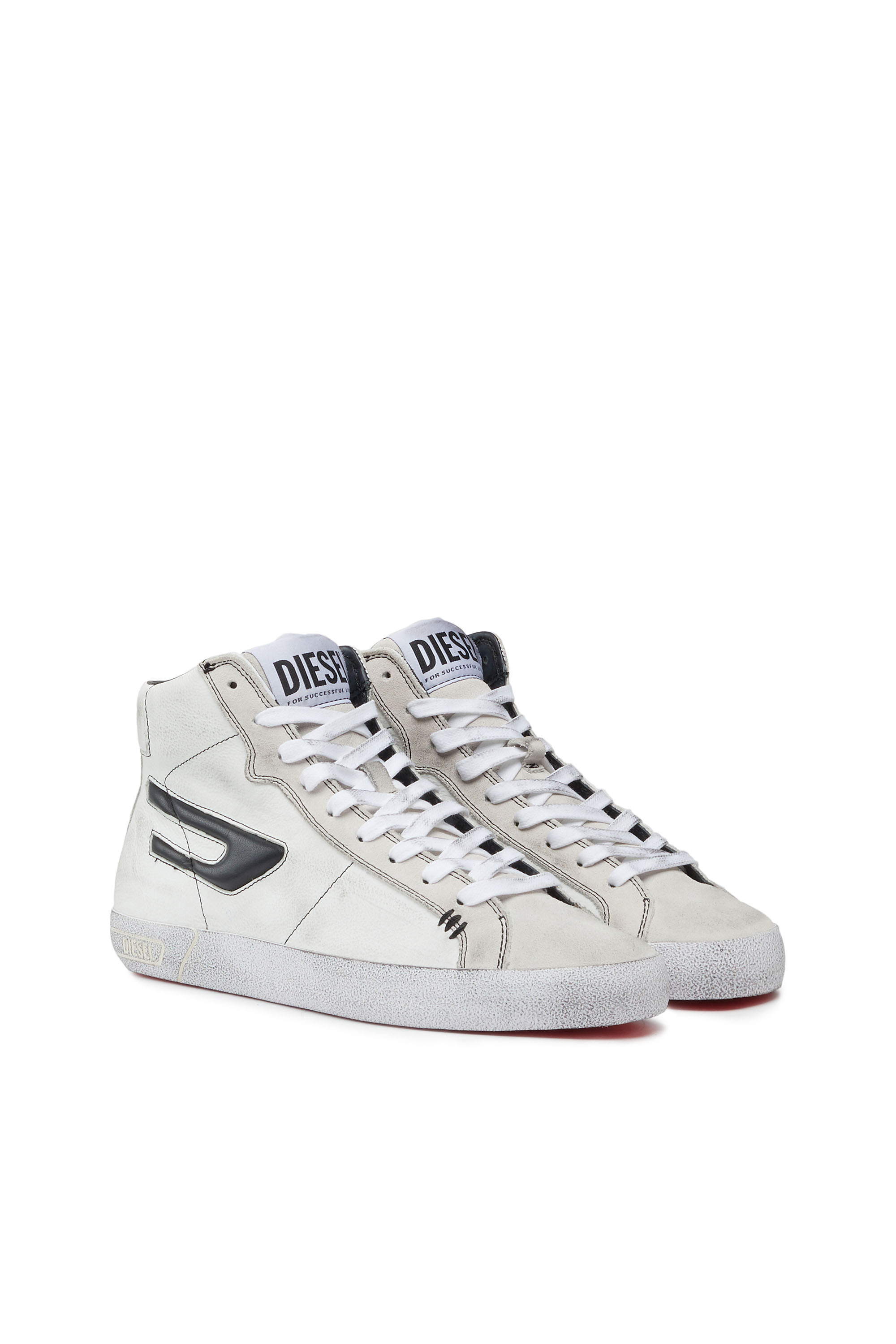 Women's High-top leather sneakers with D logo | Diesel