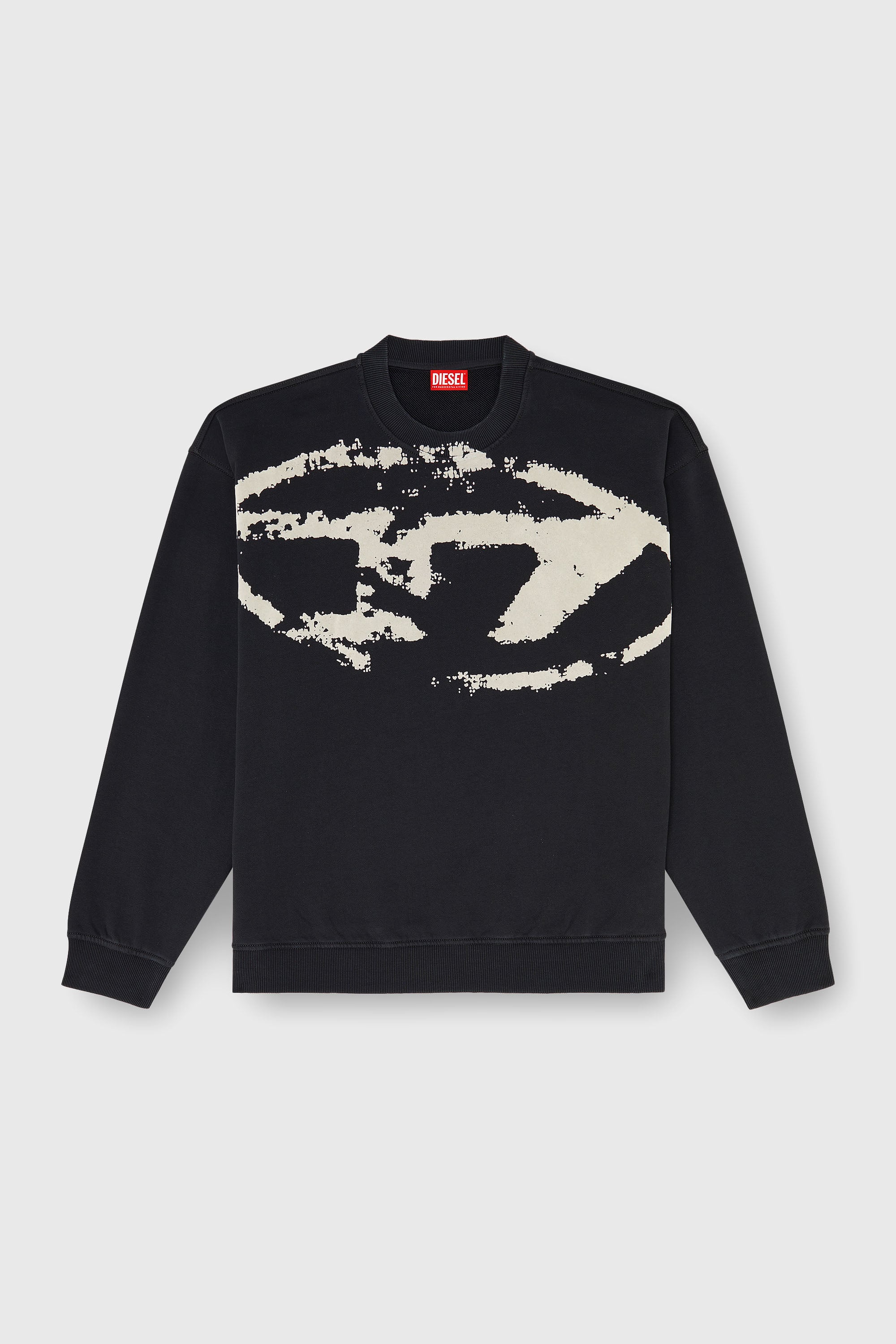 Diesel - S-BOXT-N5, Sweat-shirt en coton avec D ovale floqu&eacute; Homme in Noir - 2