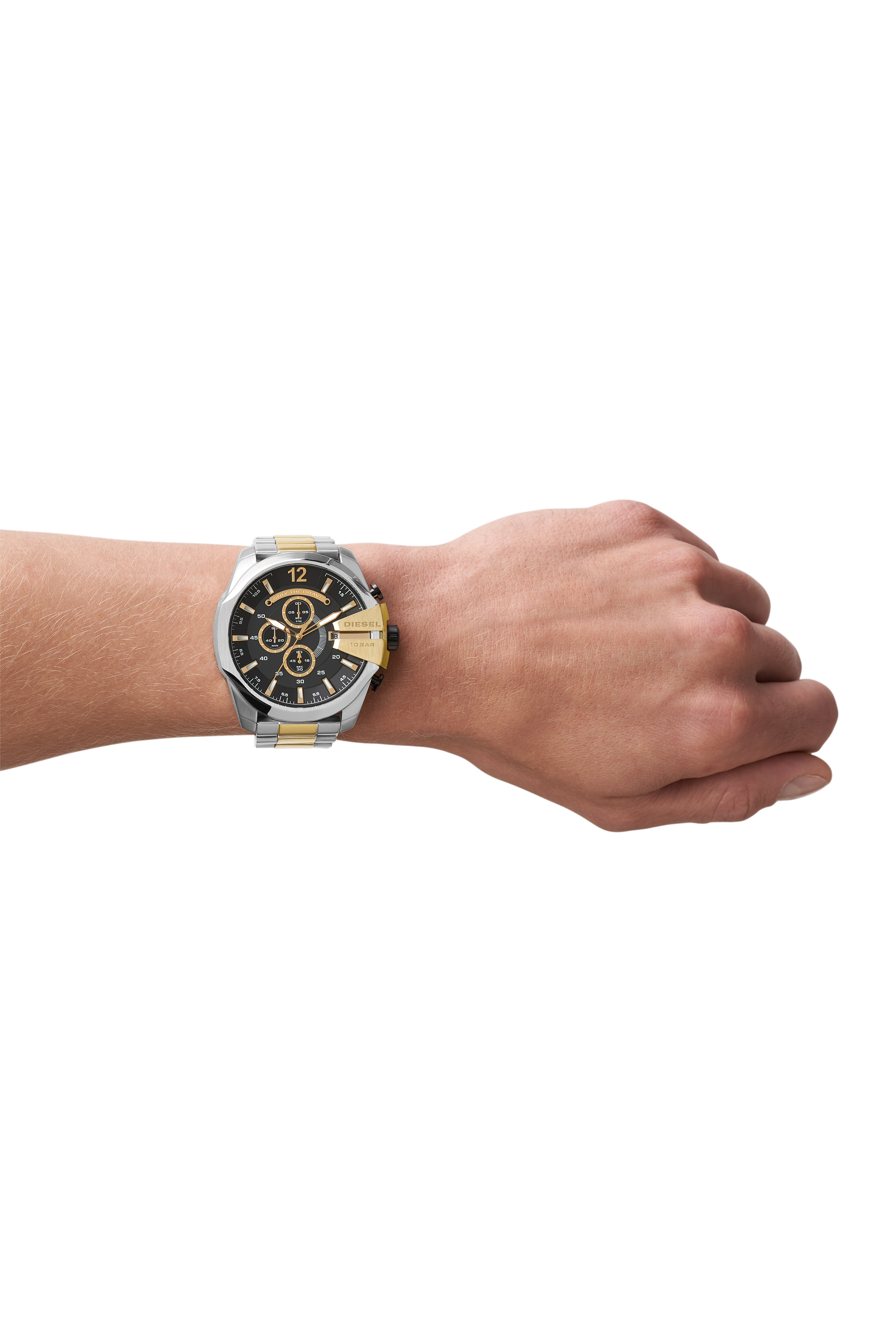DZ4581: Men's silver and gold stainless steel watch | Diesel