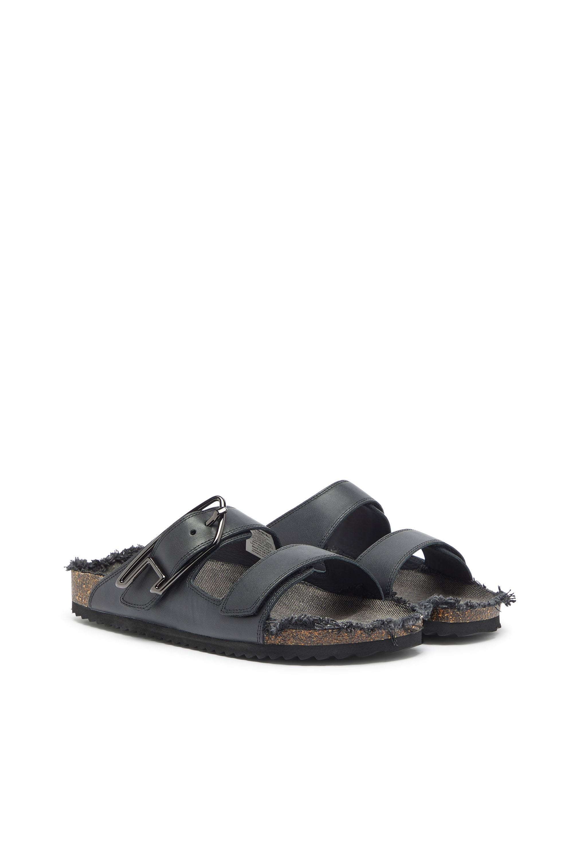 Diesel - D-WOODSTOCK D SANDAL, Man's D-Woodstock - Leather slide with cork footbed in Black - 2