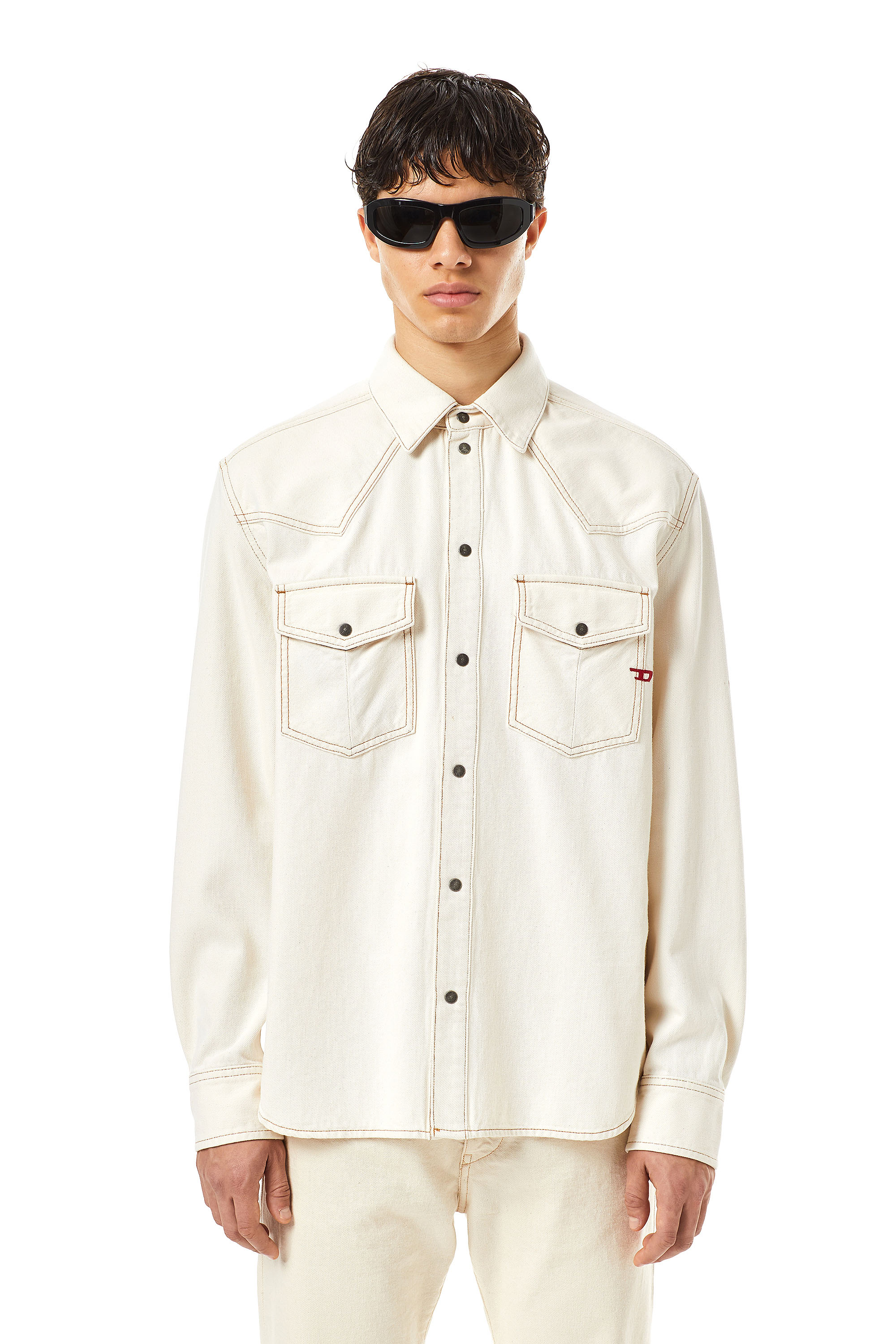 Diesel - D-OCEAN WESTERN SHIRT, Man's Western shirt in denim in White - 3