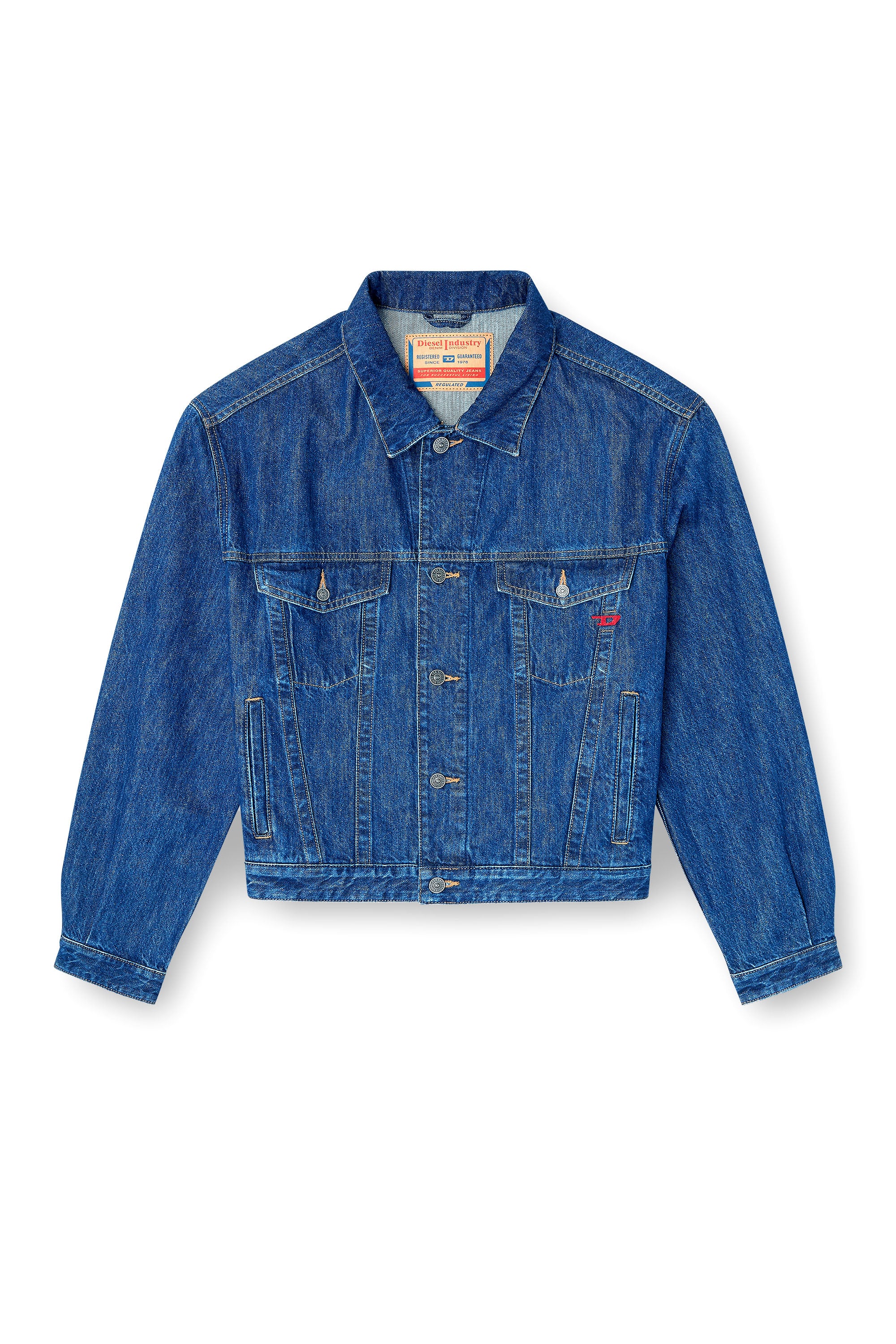 Diesel - D-RANGER, Man's Trucker jacket in denim in Medium blue - 2